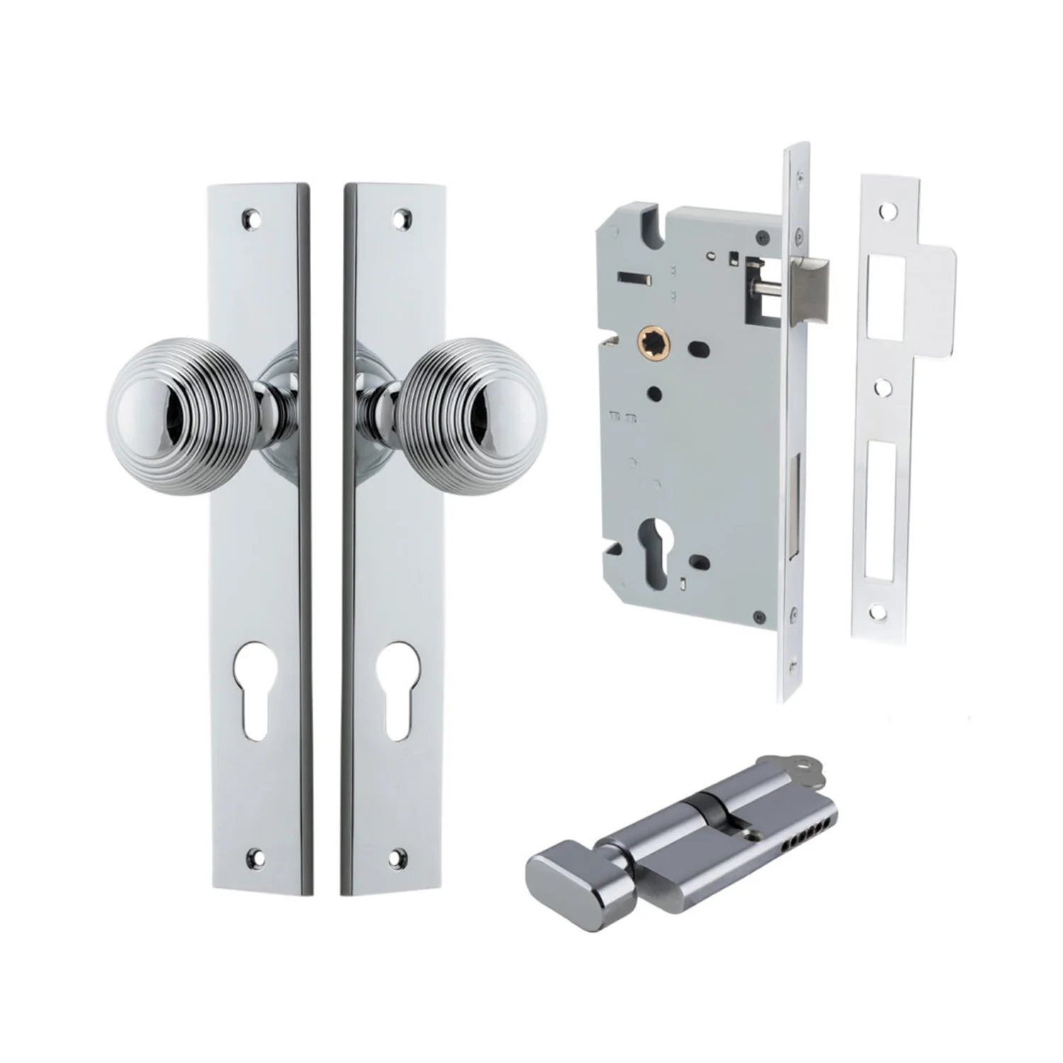 Iver Guildford Door Knob on Rectangular Backplate Entrance Kit Key/Thumb - Image 10
