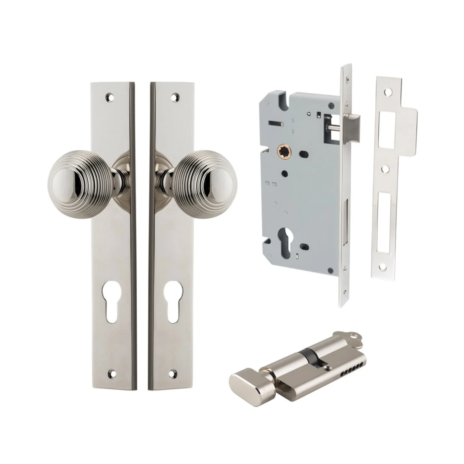 Iver Guildford Door Knob on Rectangular Backplate Entrance Kit Key/Thumb - Image 11