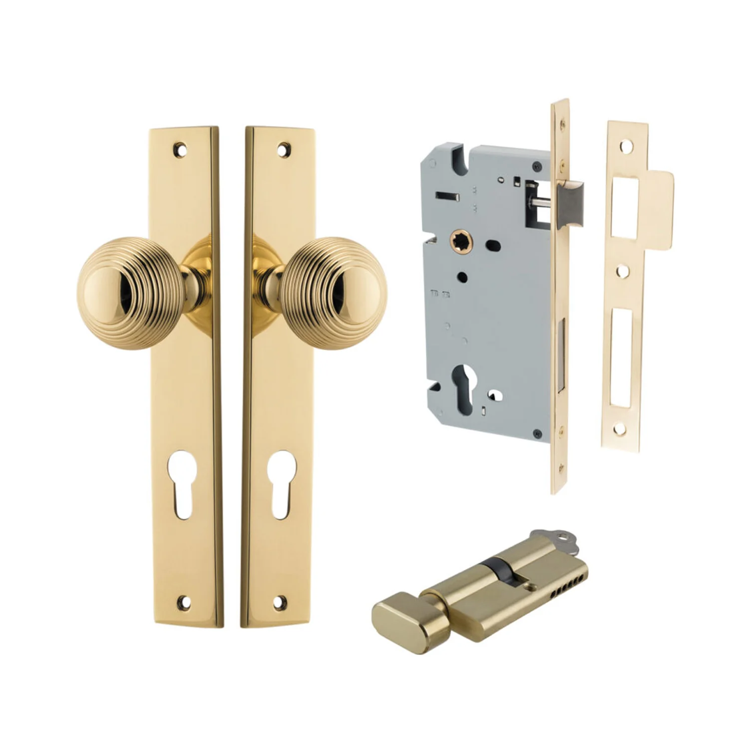 Iver Guildford Door Knob on Rectangular Backplate Entrance Kit Key/Thumb - Image 9