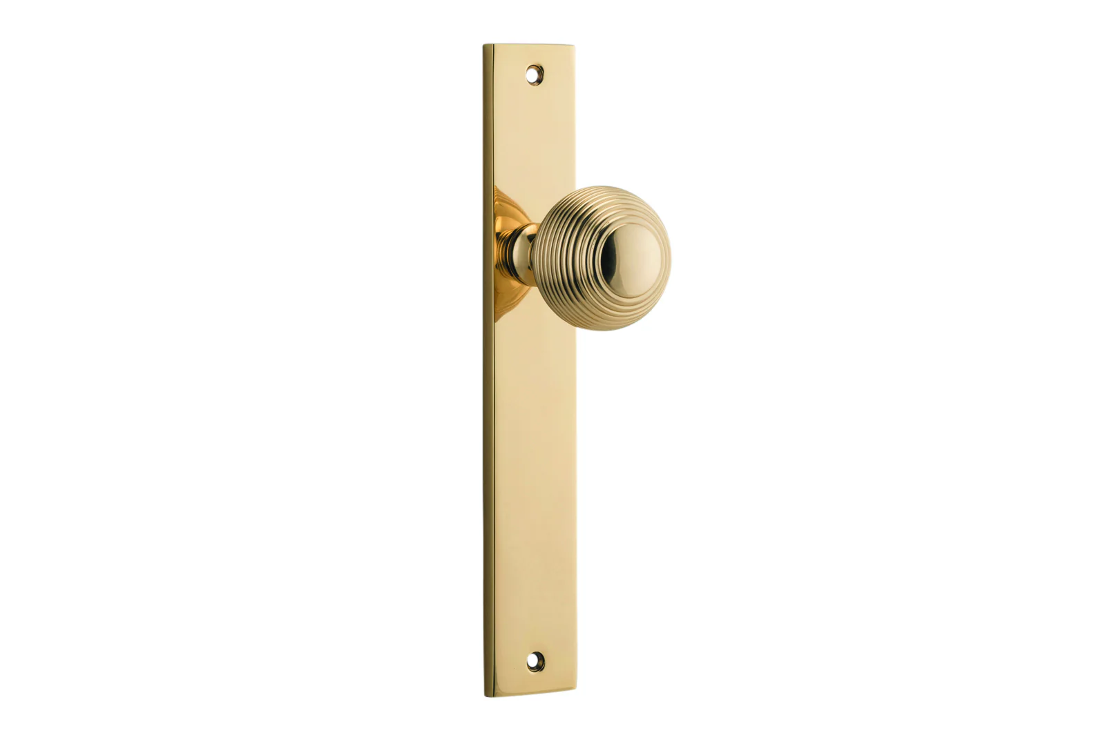 Iver Guildford Door Knob on Rectangular Backplate Polished Brass - Image 2