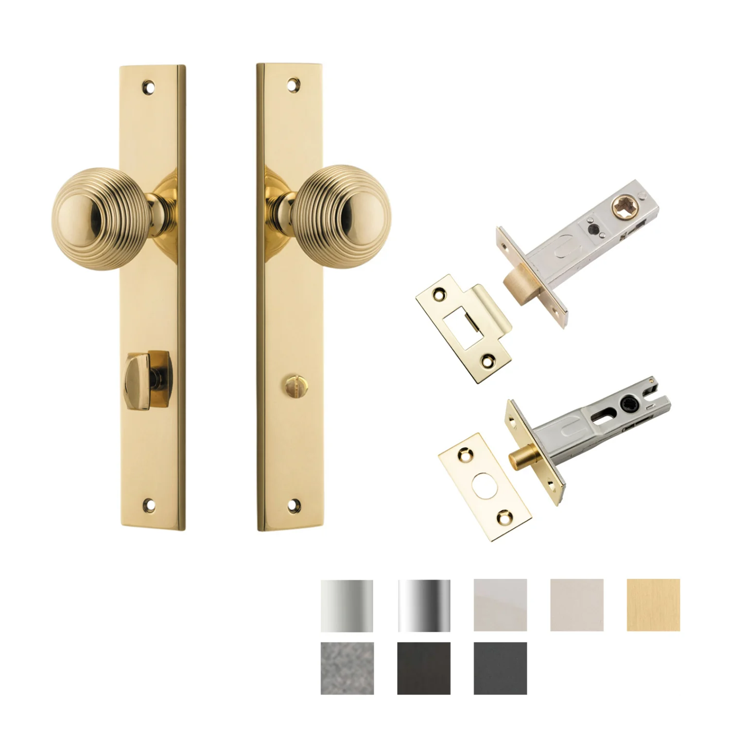 Iver Guildford Door Knob on Rectangular Backplate Privacy Kit with Turn