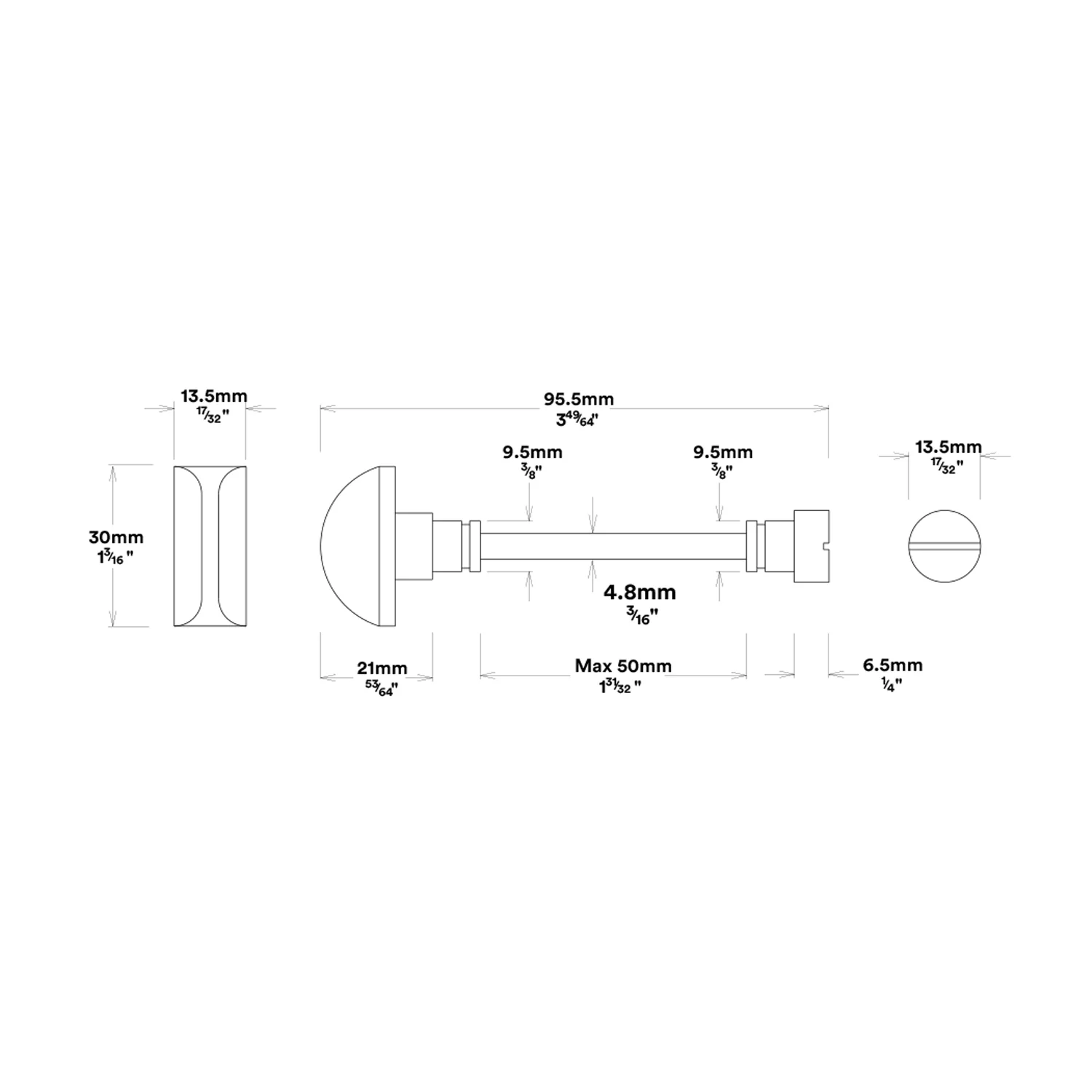 Iver Guildford Door Knob on Rectangular Backplate Privacy Kit with Turn - Image 3