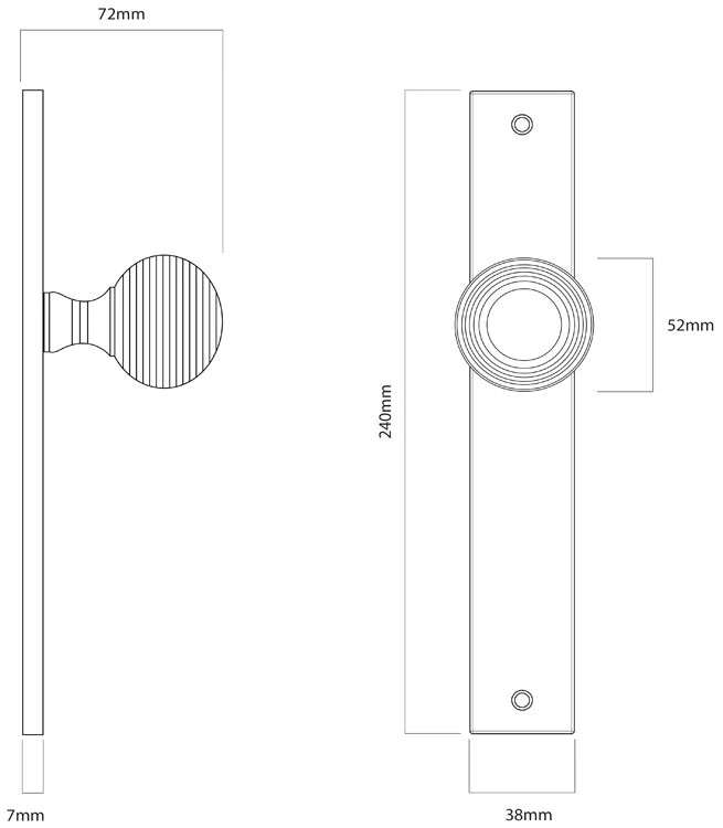 Iver Guildford Door Knob on Rectangular Backplate Signature Brass - Image 2
