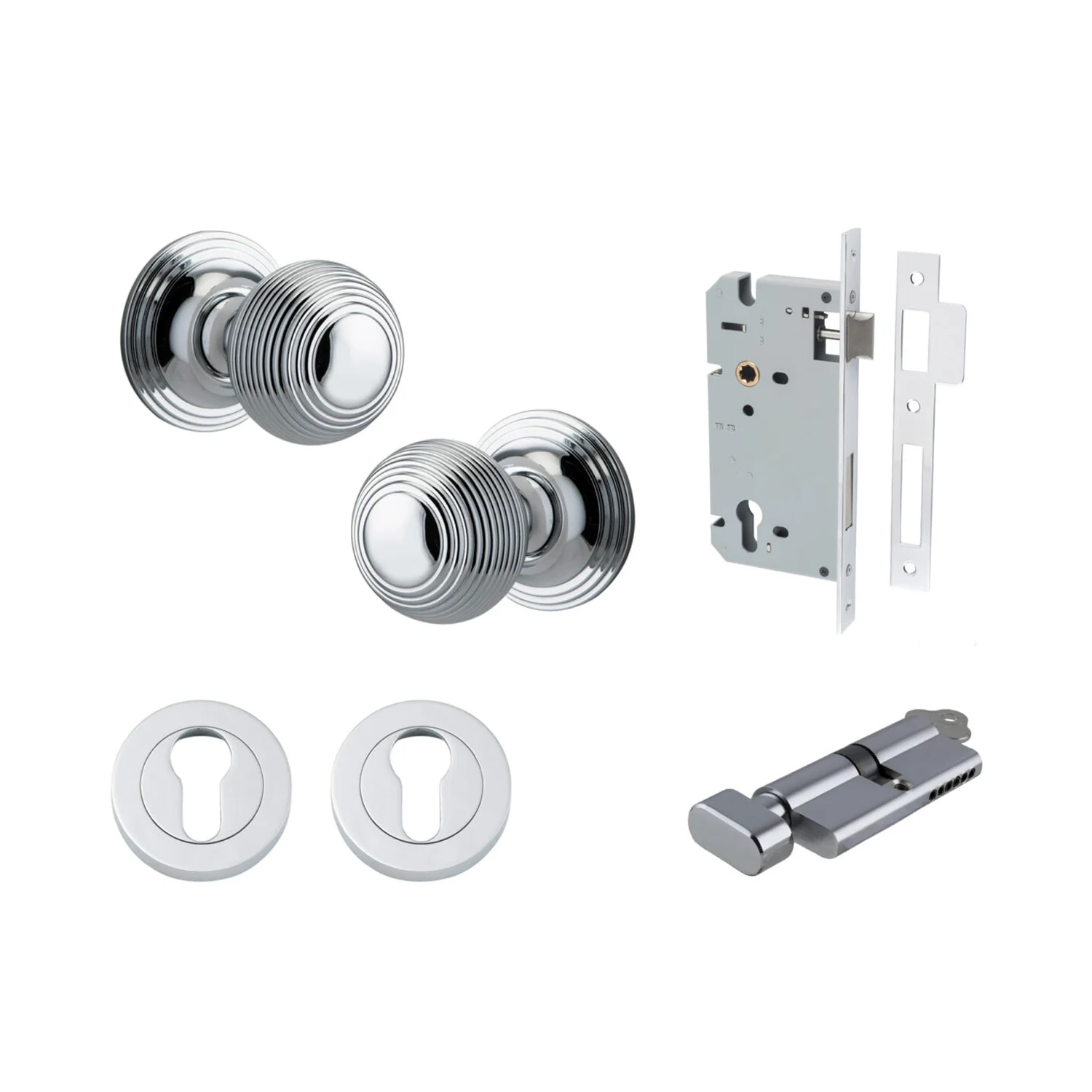 Iver Guildford Door Knob on Round Rose Entrance Kit Key/Thumb - Available in Various Finishes - Image 11