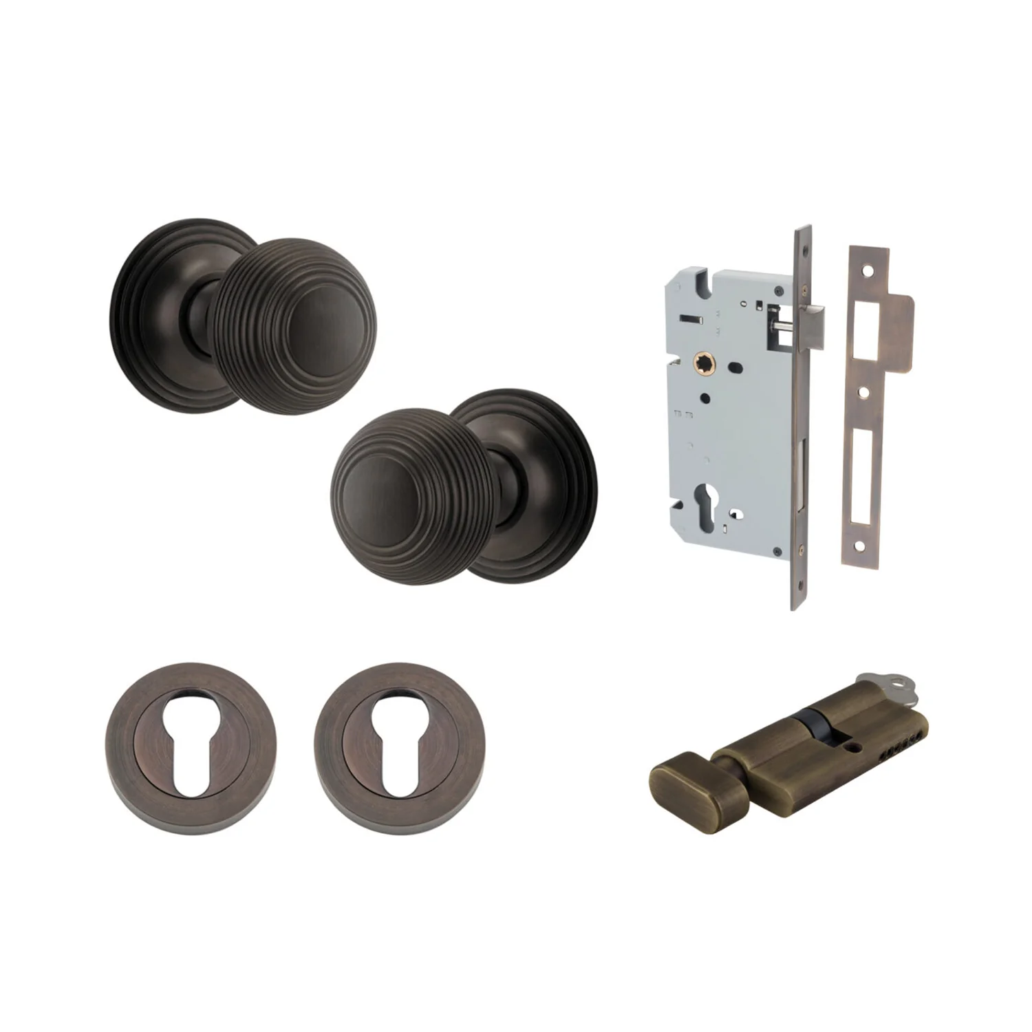 Iver Guildford Door Knob on Round Rose Entrance Kit Key/Thumb - Available in Various Finishes - Image 14