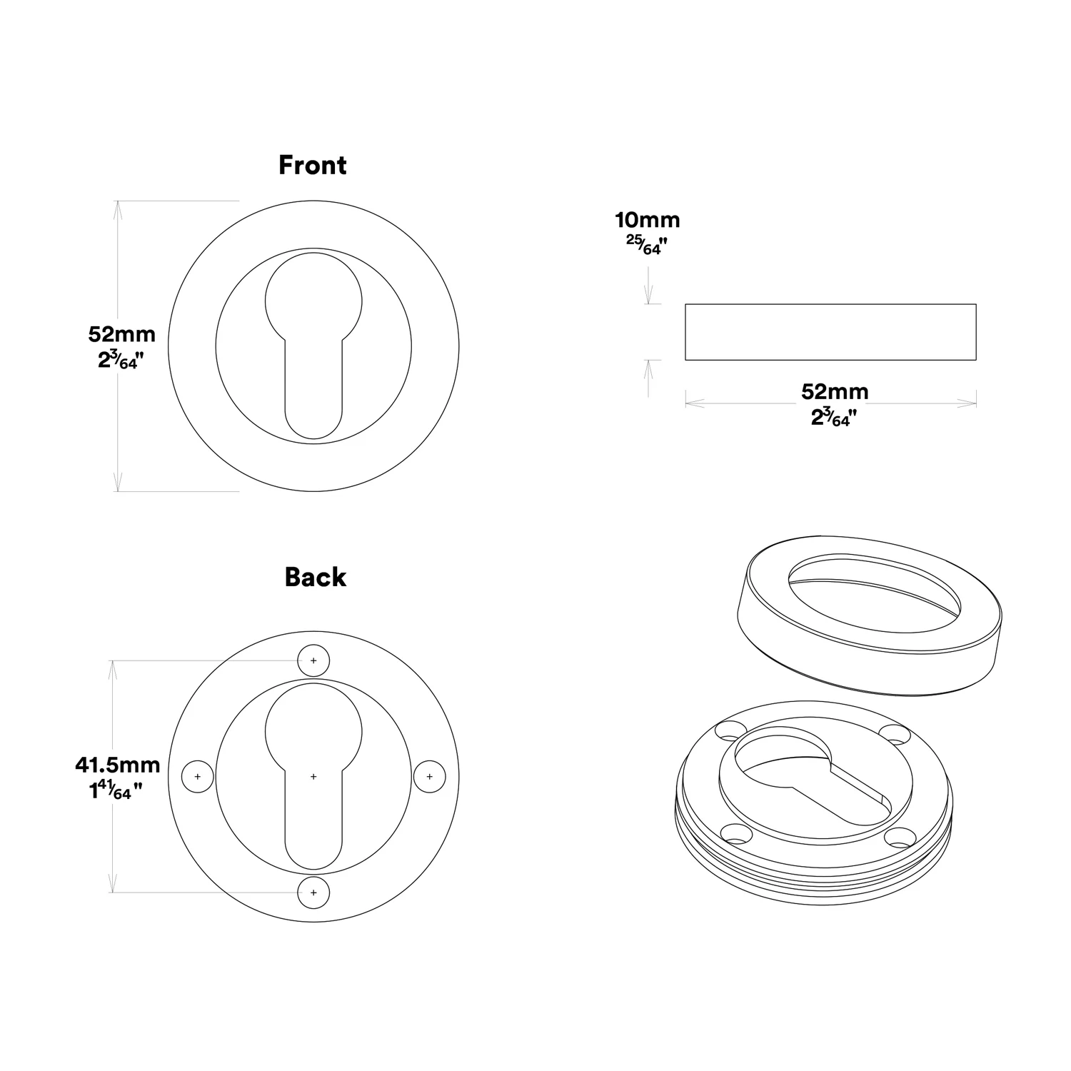 Iver Guildford Door Knob on Round Rose Entrance Kit Key/Thumb - Available in Various Finishes - Image 5