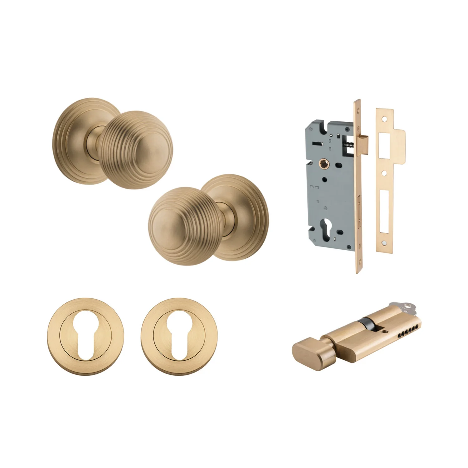 Iver Guildford Door Knob on Round Rose Entrance Kit Key/Thumb - Available in Various Finishes - Image 6