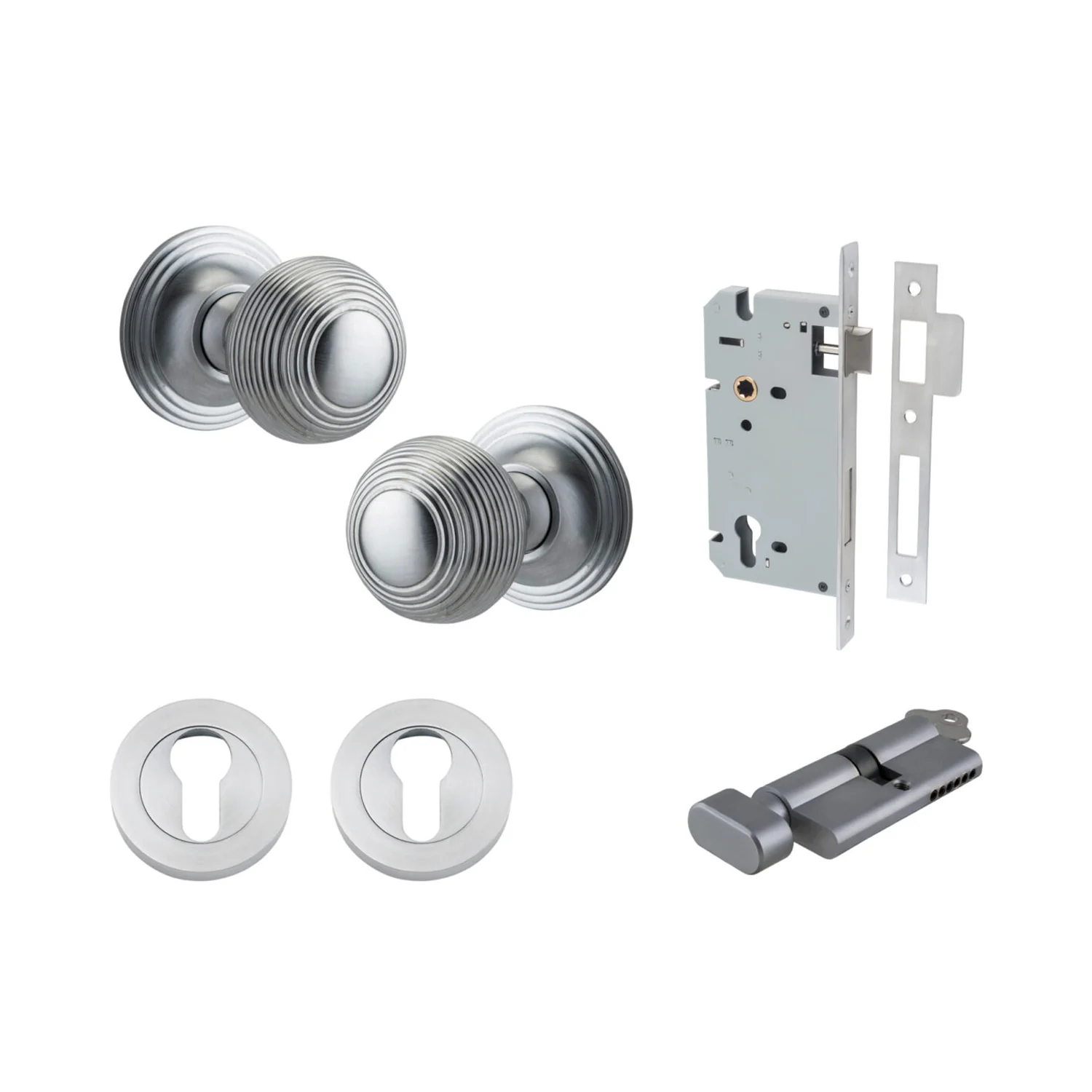 Iver Guildford Door Knob on Round Rose Entrance Kit Key/Thumb - Available in Various Finishes - Image 7