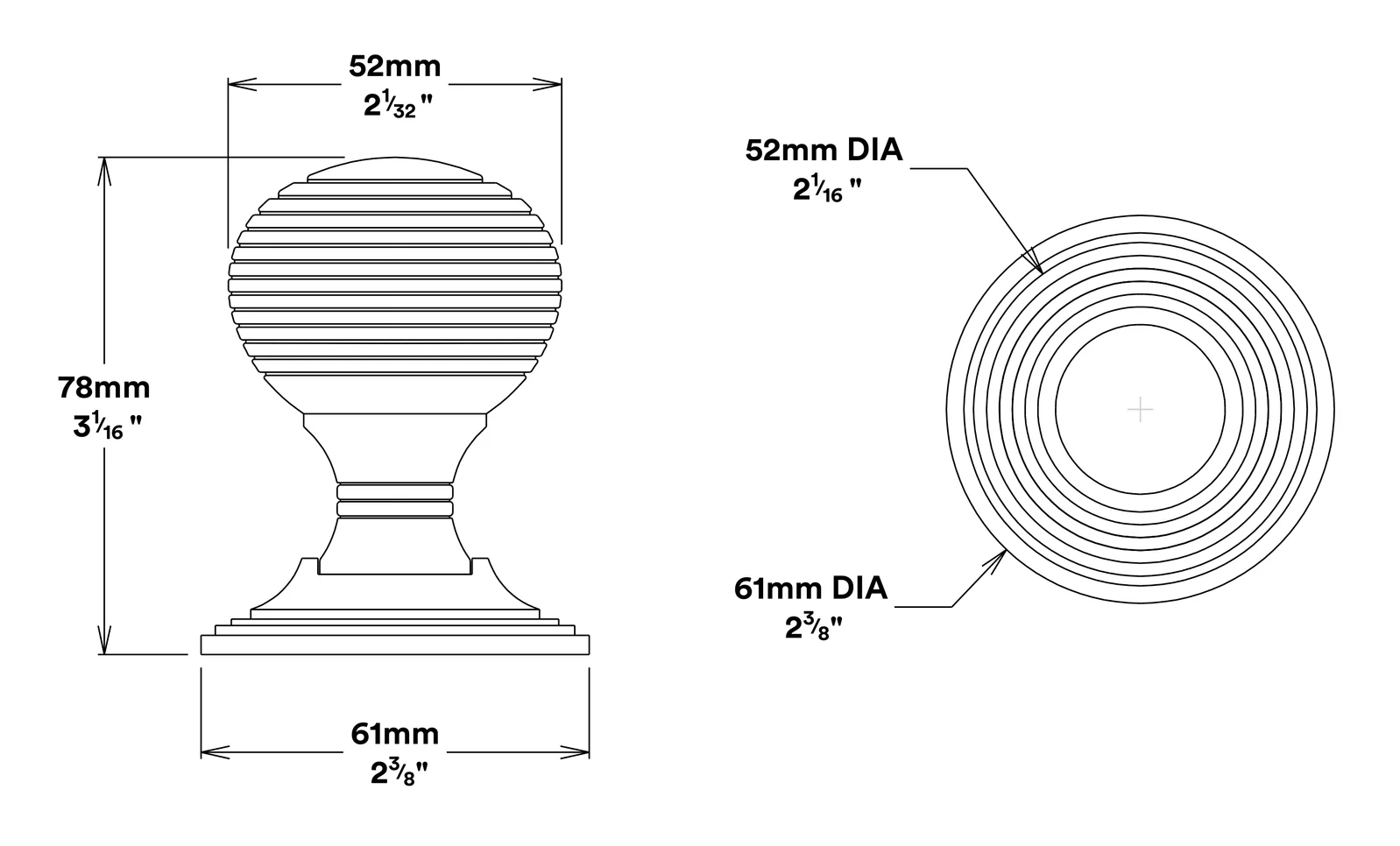 Iver Guildford Door Knob on Round Rose Passage Kit - Available in Various Finishes - Image 2