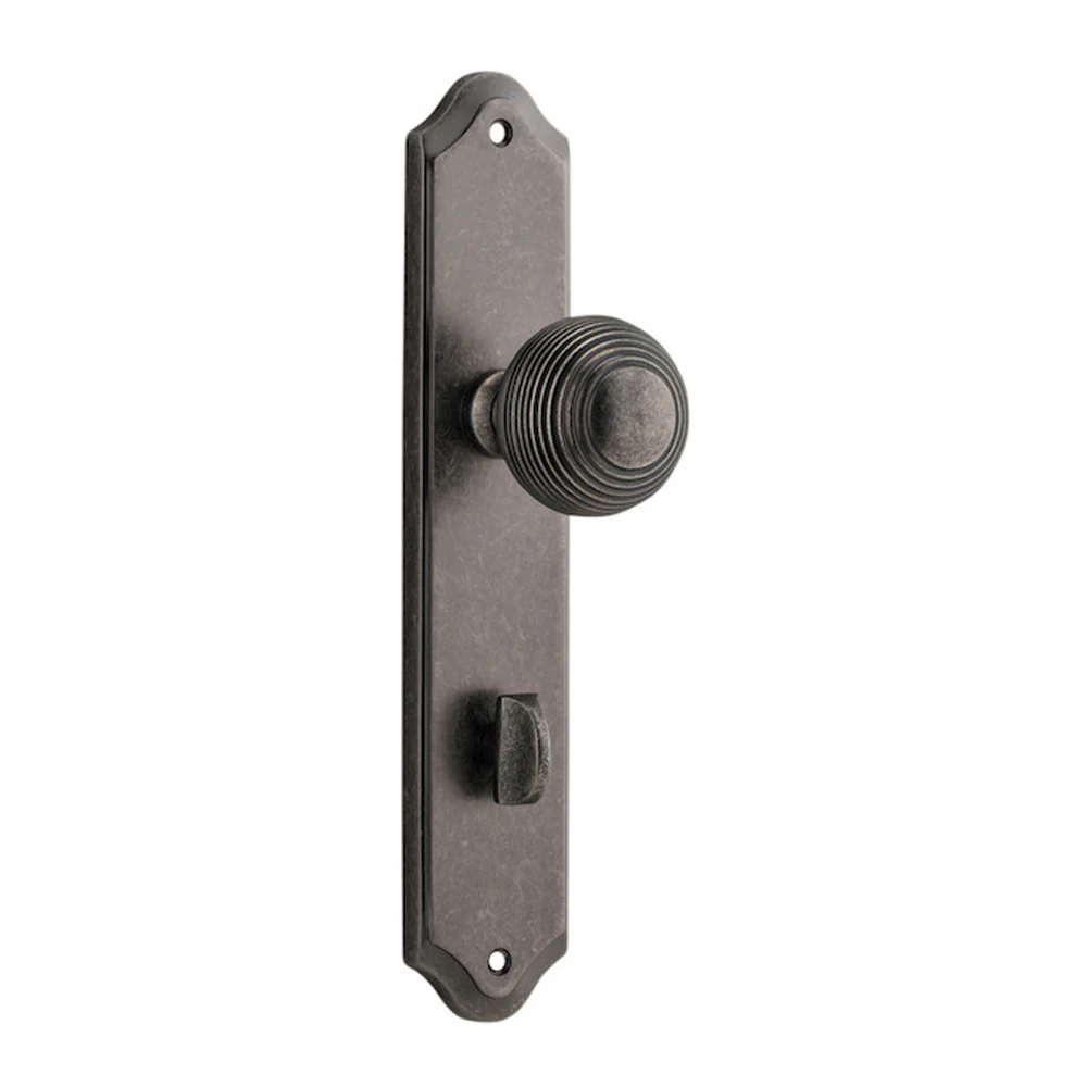 Iver Guildford Door Knob on Shouldered Backplate Distressed Nickel - Image 4