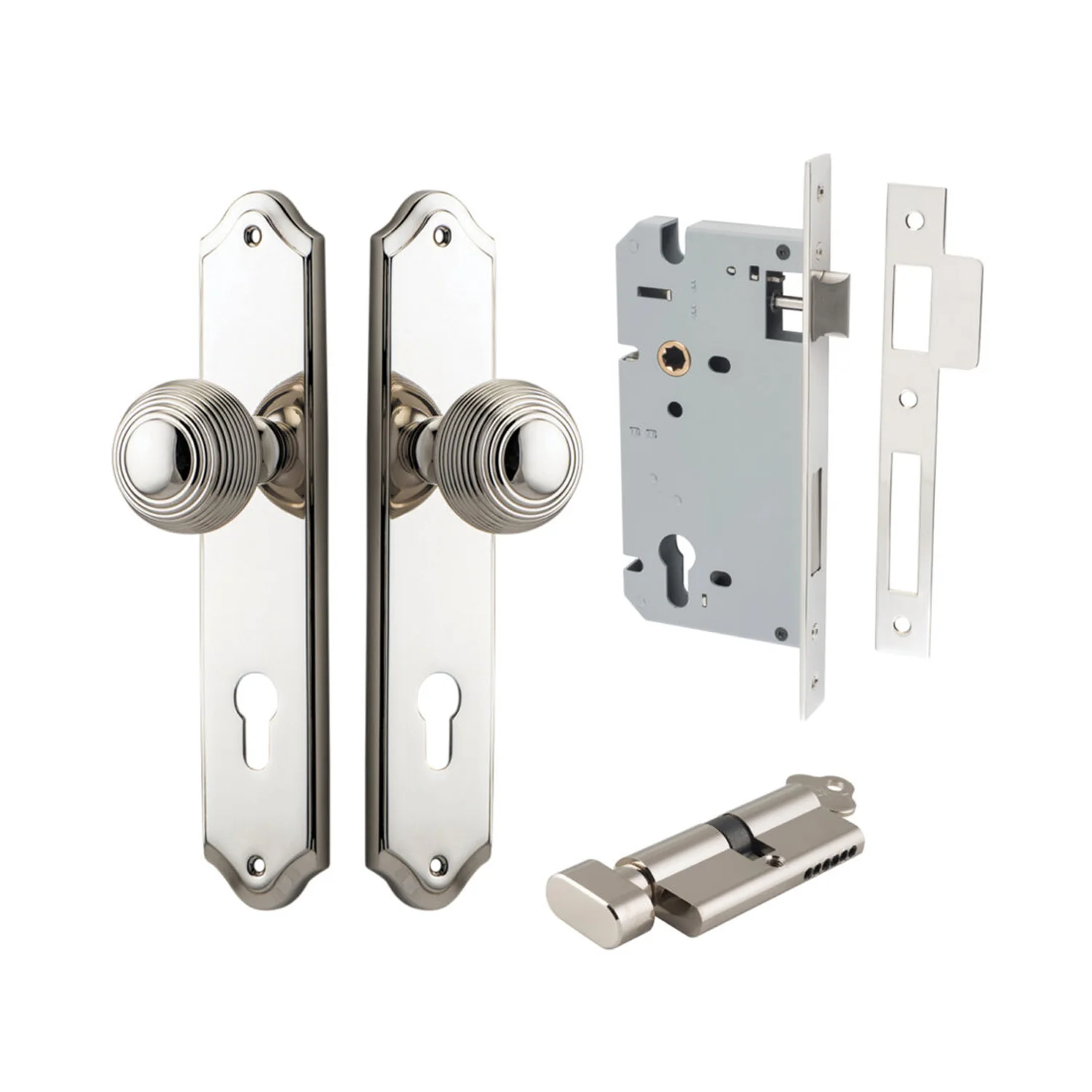 Iver Guildford Door Knob on Shouldered Backplate Entrance Kit Key/Thumb - Image 10