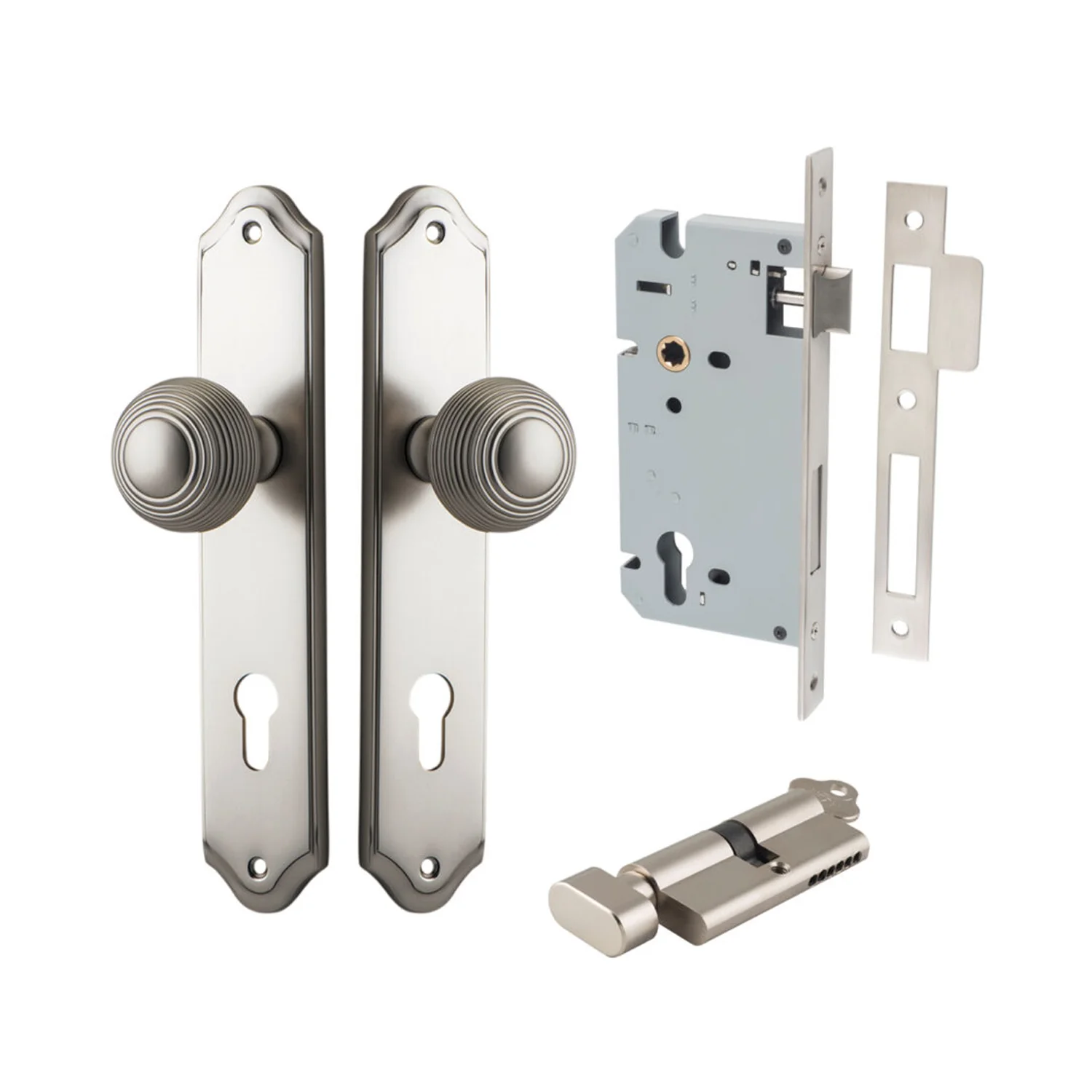 Iver Guildford Door Knob on Shouldered Backplate Entrance Kit Key/Thumb - Image 11