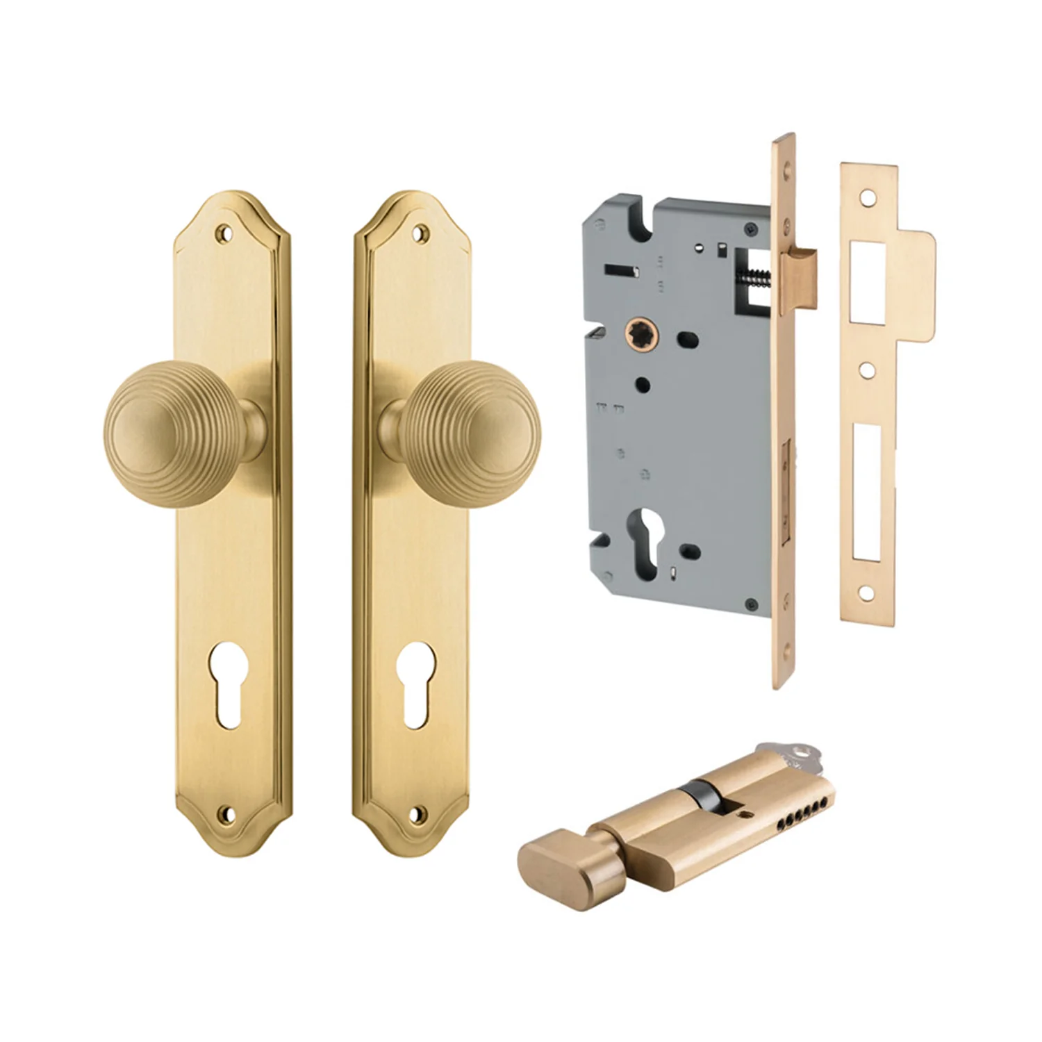 Iver Guildford Door Knob on Shouldered Backplate Entrance Kit Key/Thumb - Image 13