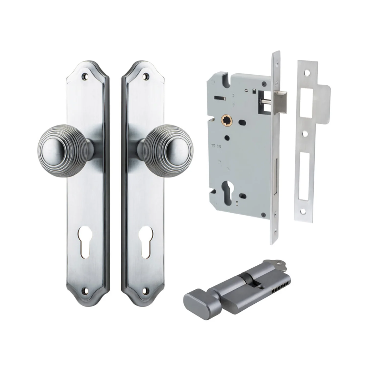 Iver Guildford Door Knob on Shouldered Backplate Entrance Kit Key/Thumb - Image 5