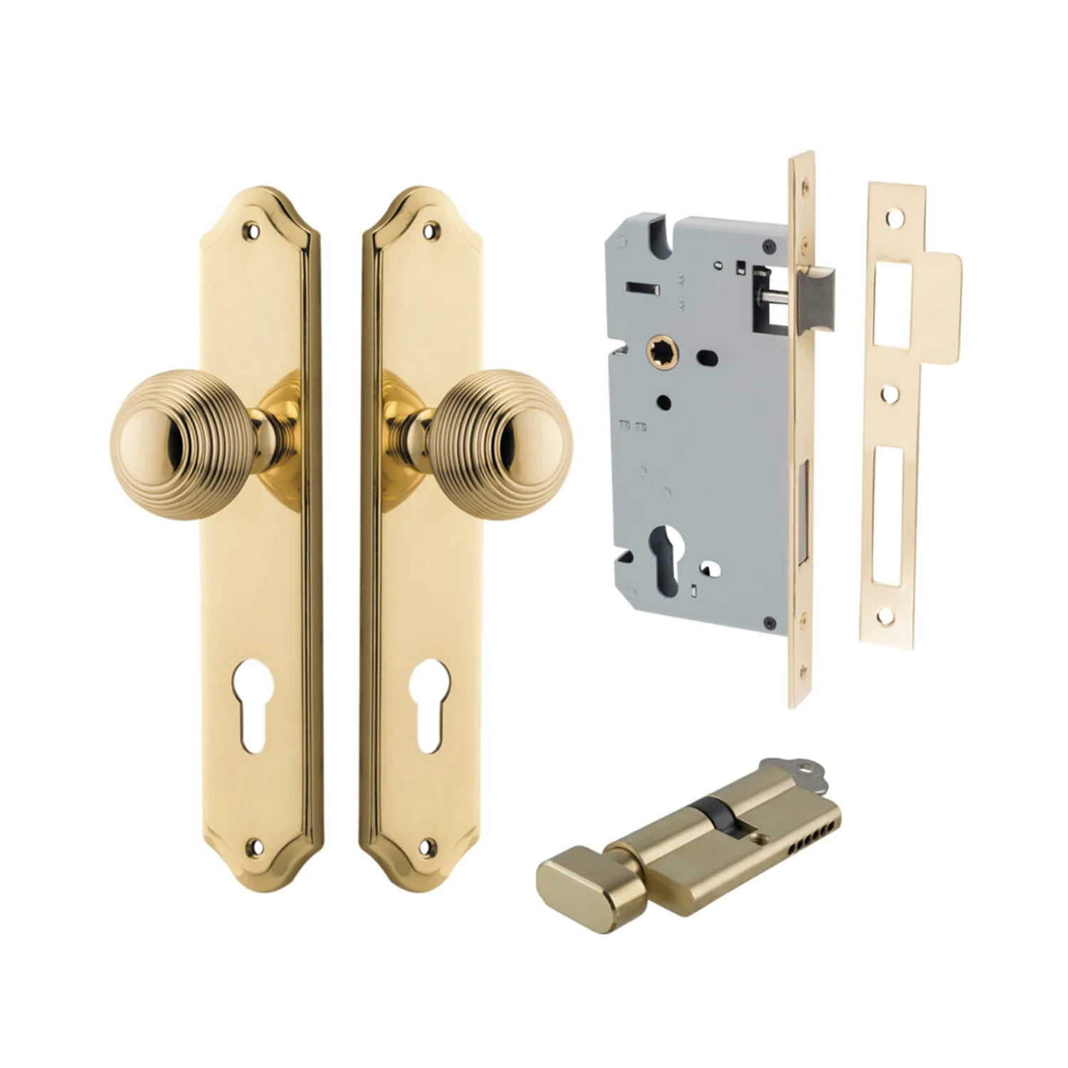 Iver Guildford Door Knob on Shouldered Backplate Entrance Kit Key/Thumb - Image 8