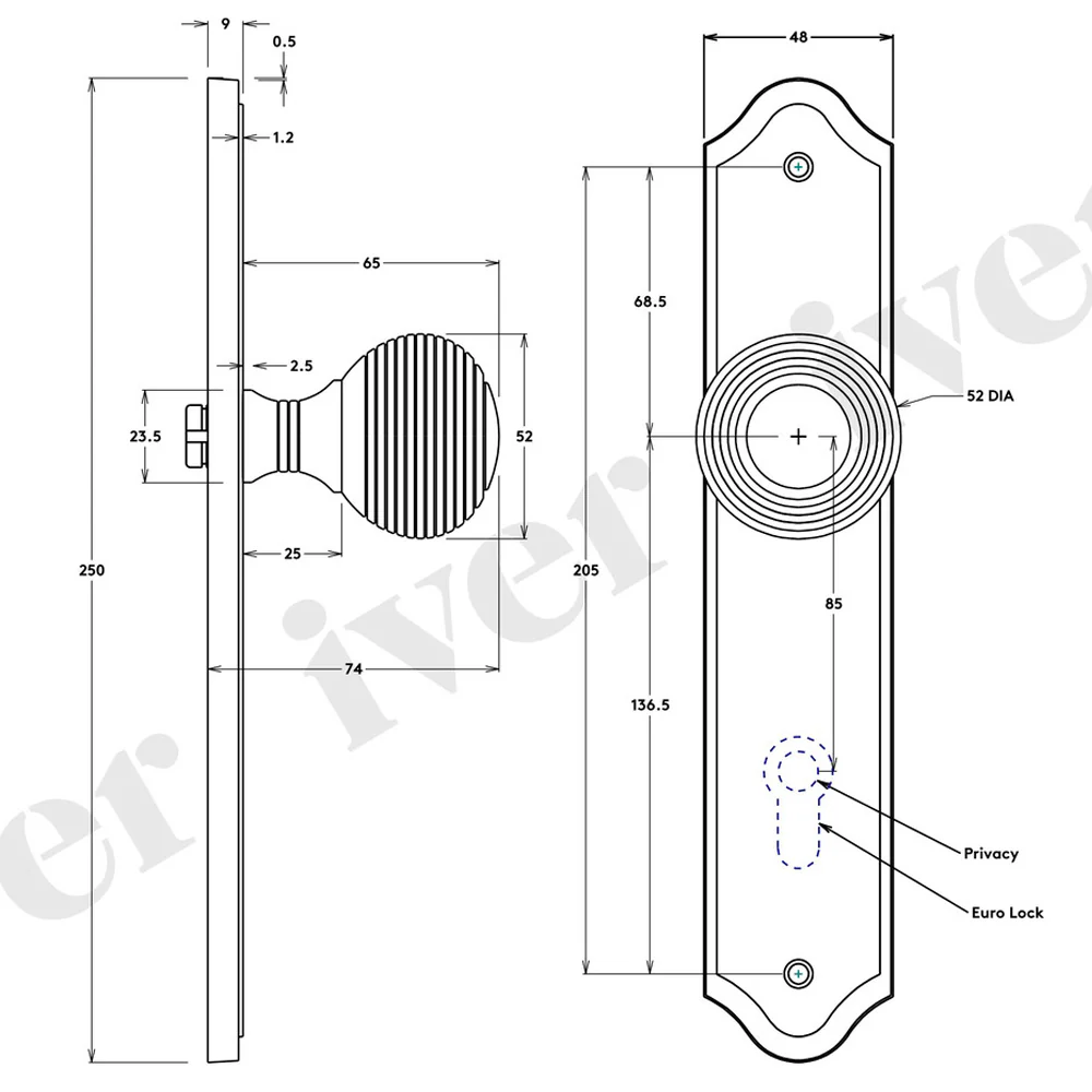 Iver Guildford Door Knob on Shouldered Backplate Matt Black - Image 3