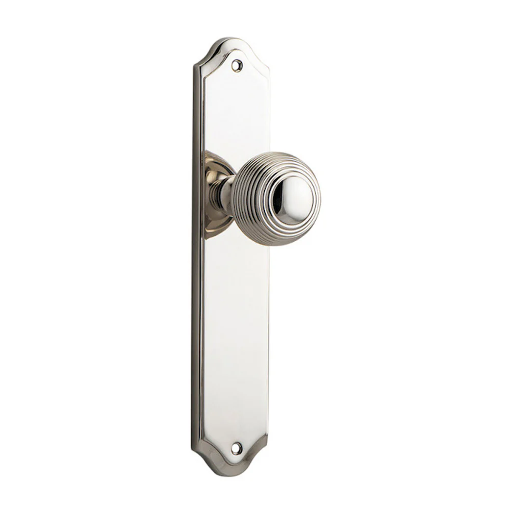 Iver Guildford Door Knob on Shouldered Backplate Polished Nickel - Image 2