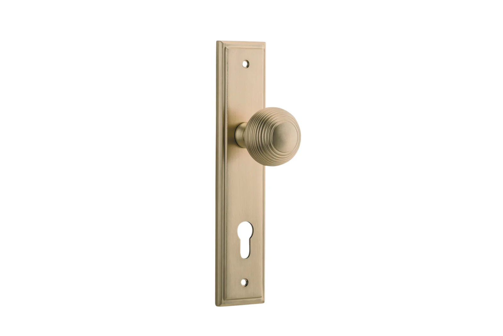 Iver Guildford Door Knob on Stepped Backplate Brushed Brass - Image 3