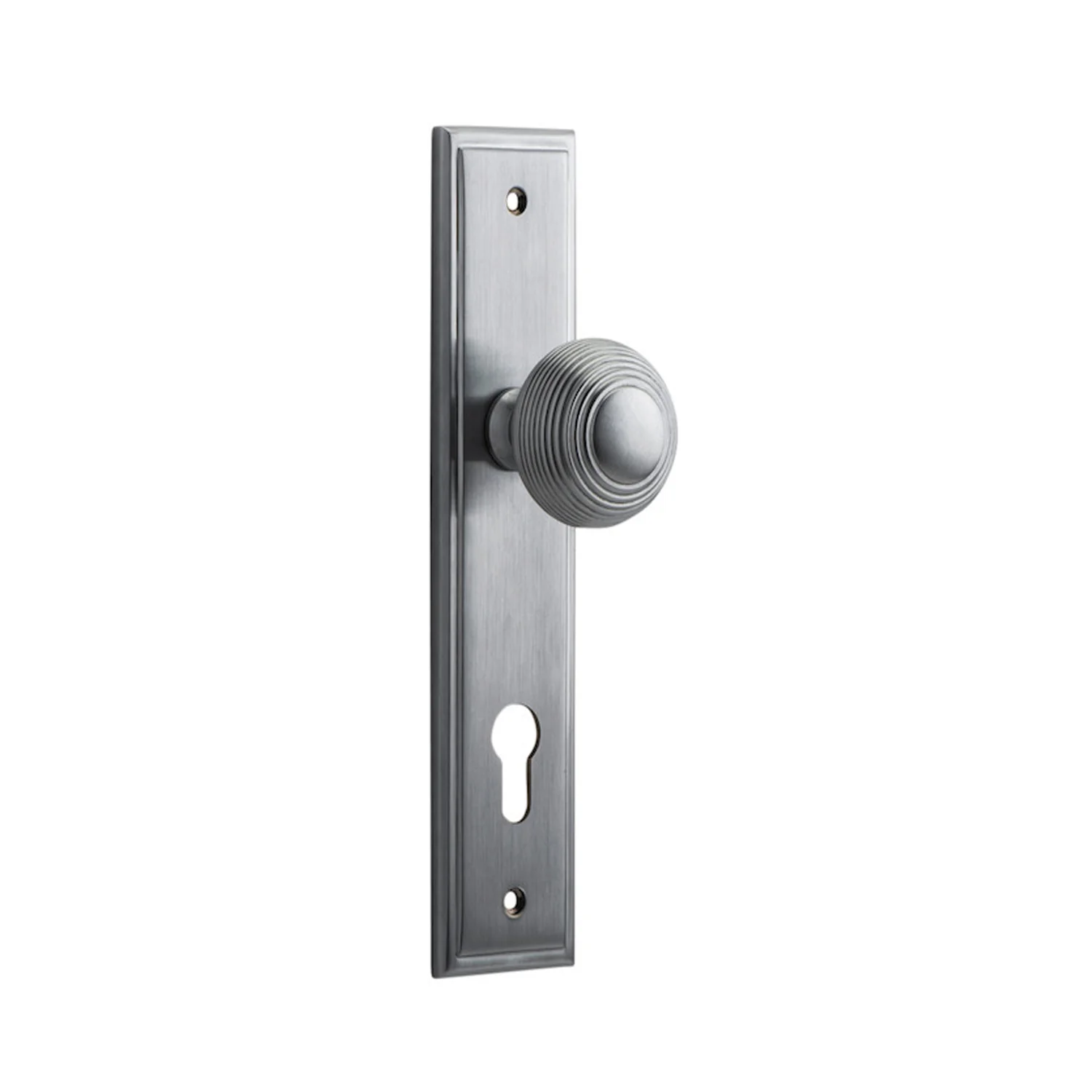 Iver Guildford Door Knob on Stepped Backplate Brushed Chrome - Image 3
