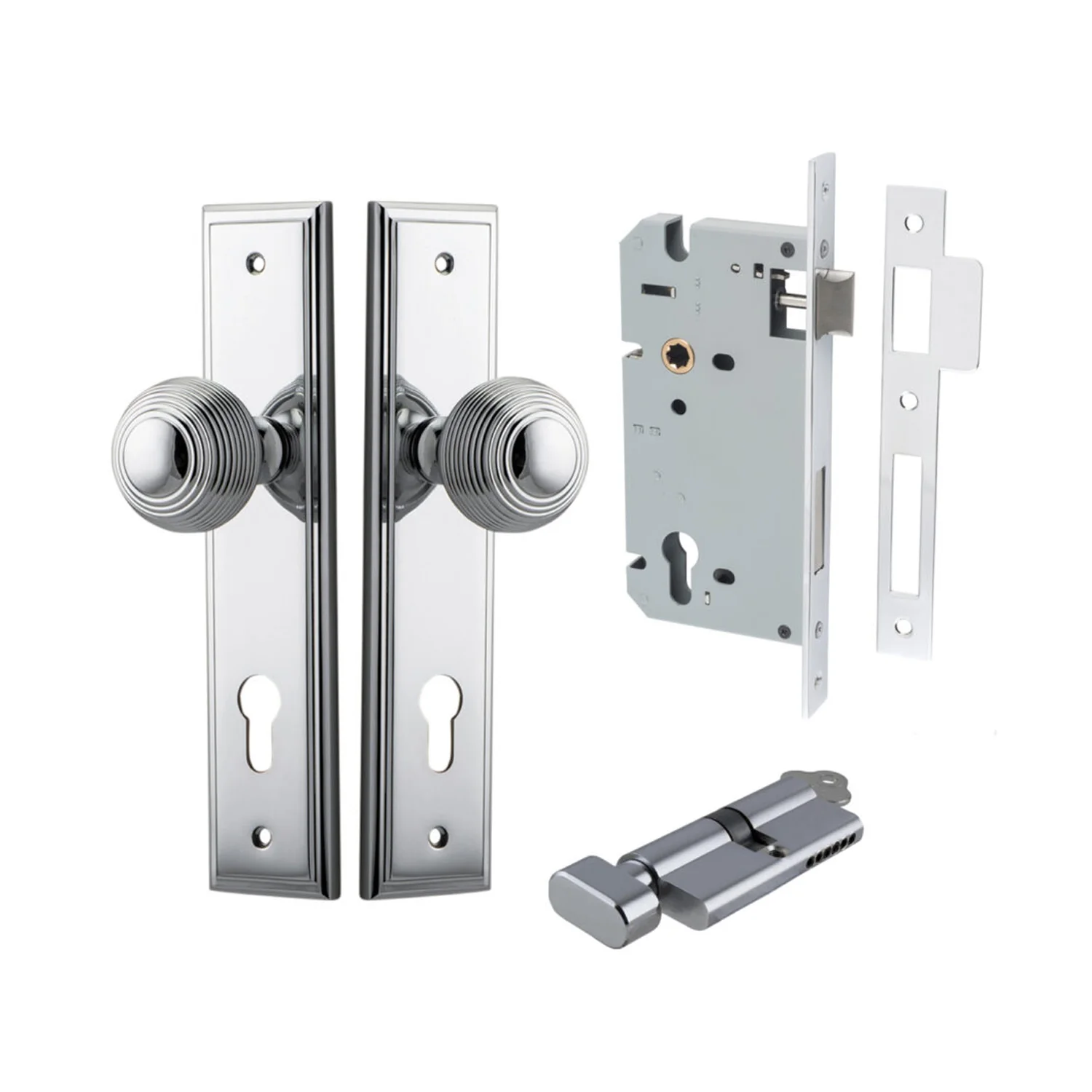 Iver Guildford Door Knob on Stepped Backplate Entrance Kit Key/Thumb - Available in Various Finishes - Image 10