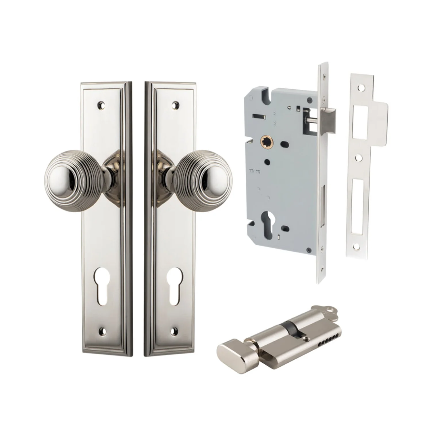 Iver Guildford Door Knob on Stepped Backplate Entrance Kit Key/Thumb - Available in Various Finishes - Image 11
