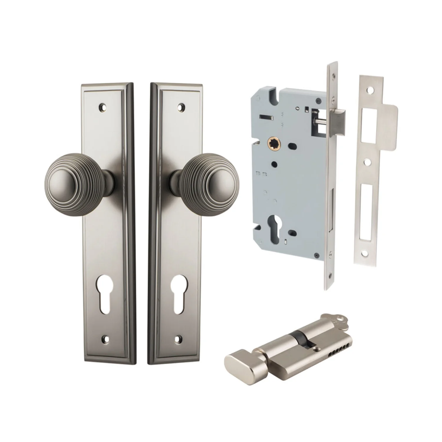 Iver Guildford Door Knob on Stepped Backplate Entrance Kit Key/Thumb - Available in Various Finishes - Image 12