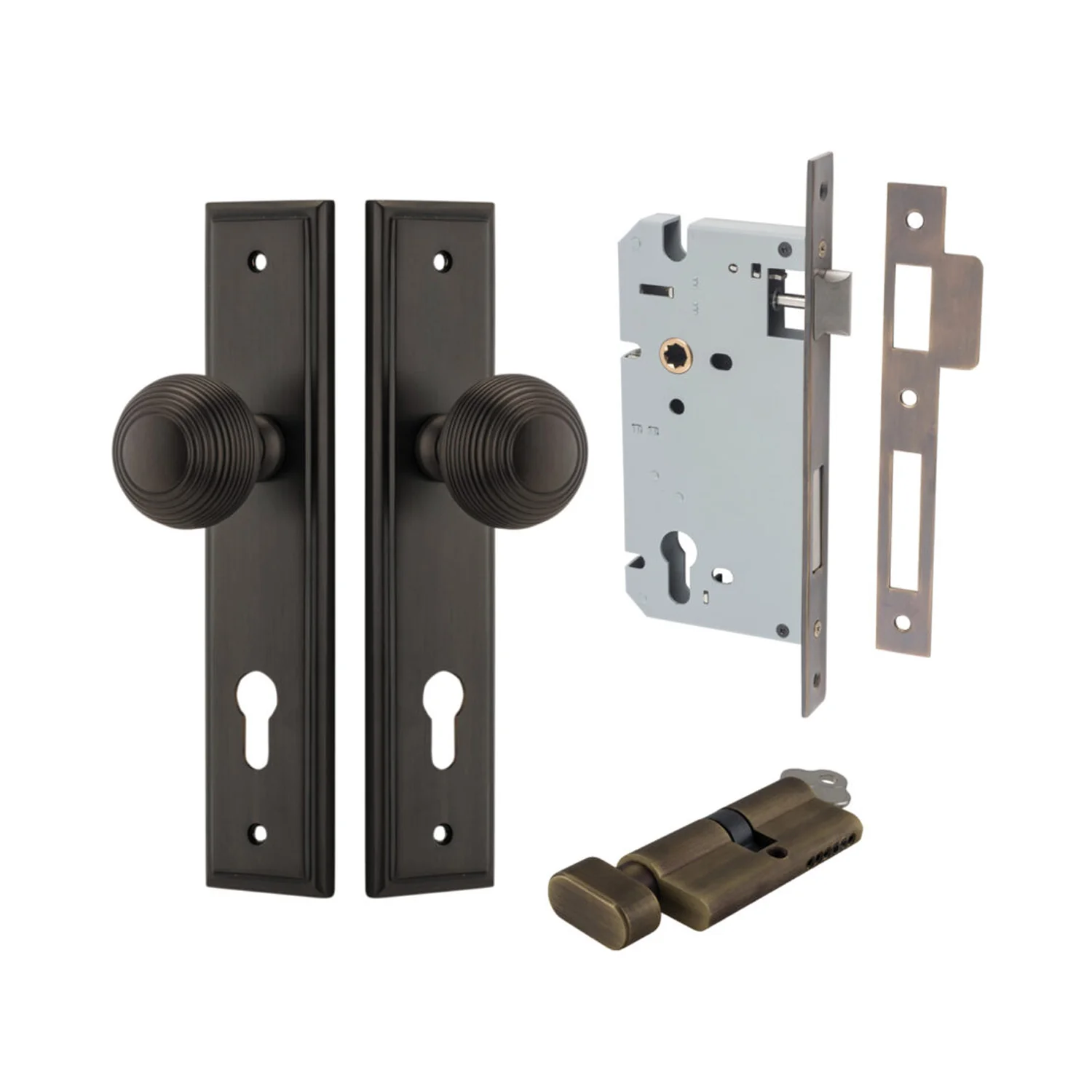 Iver Guildford Door Knob on Stepped Backplate Entrance Kit Key/Thumb - Available in Various Finishes - Image 13