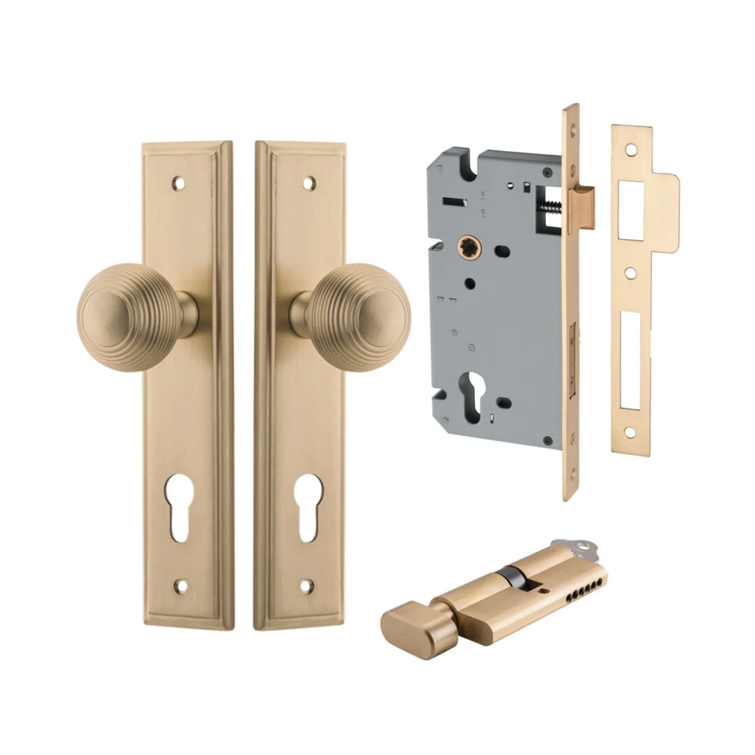 Iver Guildford Door Knob on Stepped Backplate Entrance Kit Key/Thumb - Available in Various Finishes - Image 5