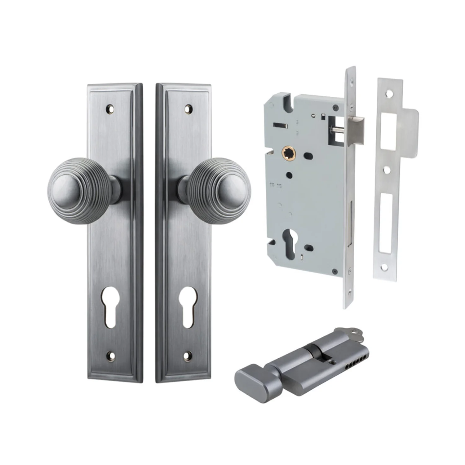 Iver Guildford Door Knob on Stepped Backplate Entrance Kit Key/Thumb - Available in Various Finishes - Image 6