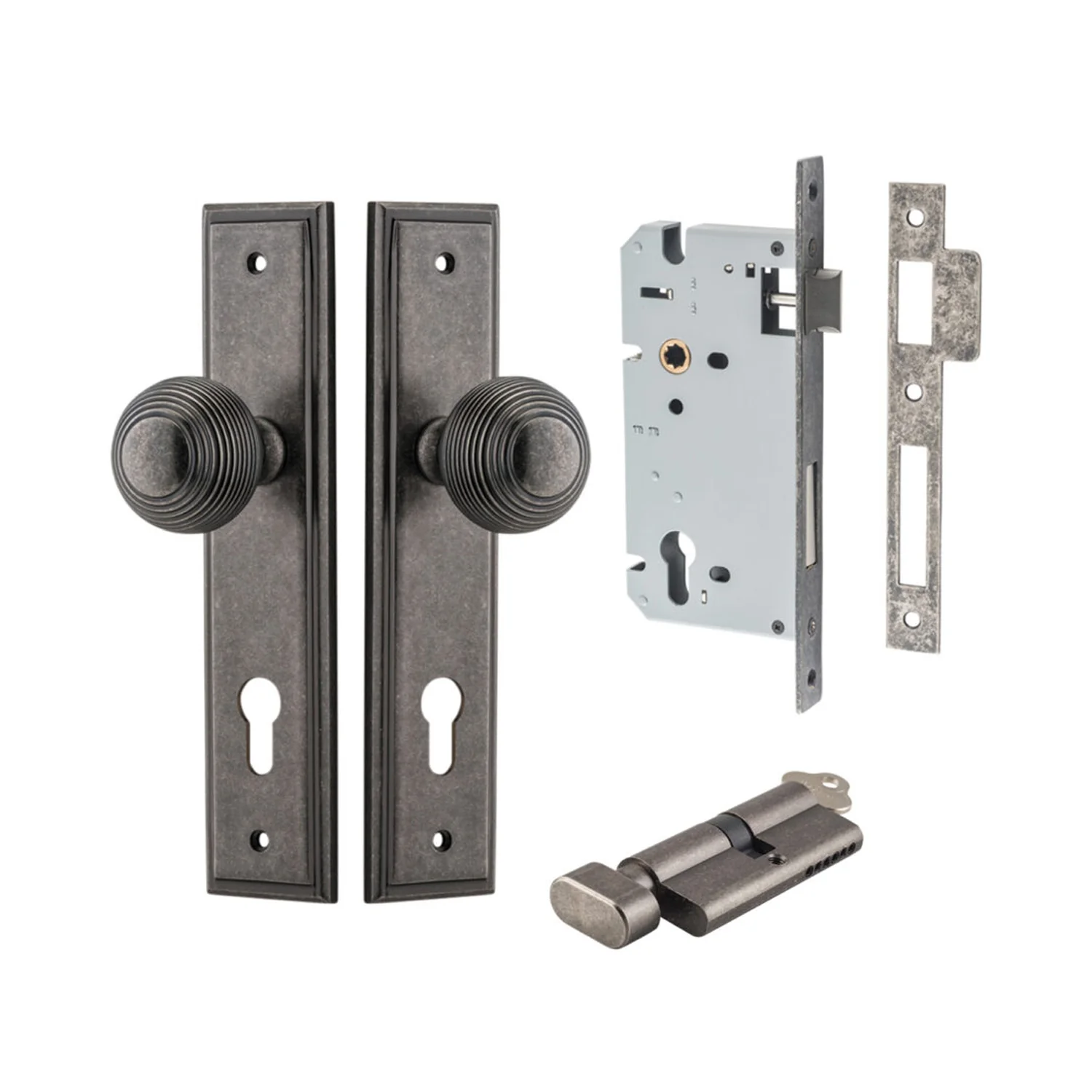 Iver Guildford Door Knob on Stepped Backplate Entrance Kit Key/Thumb - Available in Various Finishes - Image 7