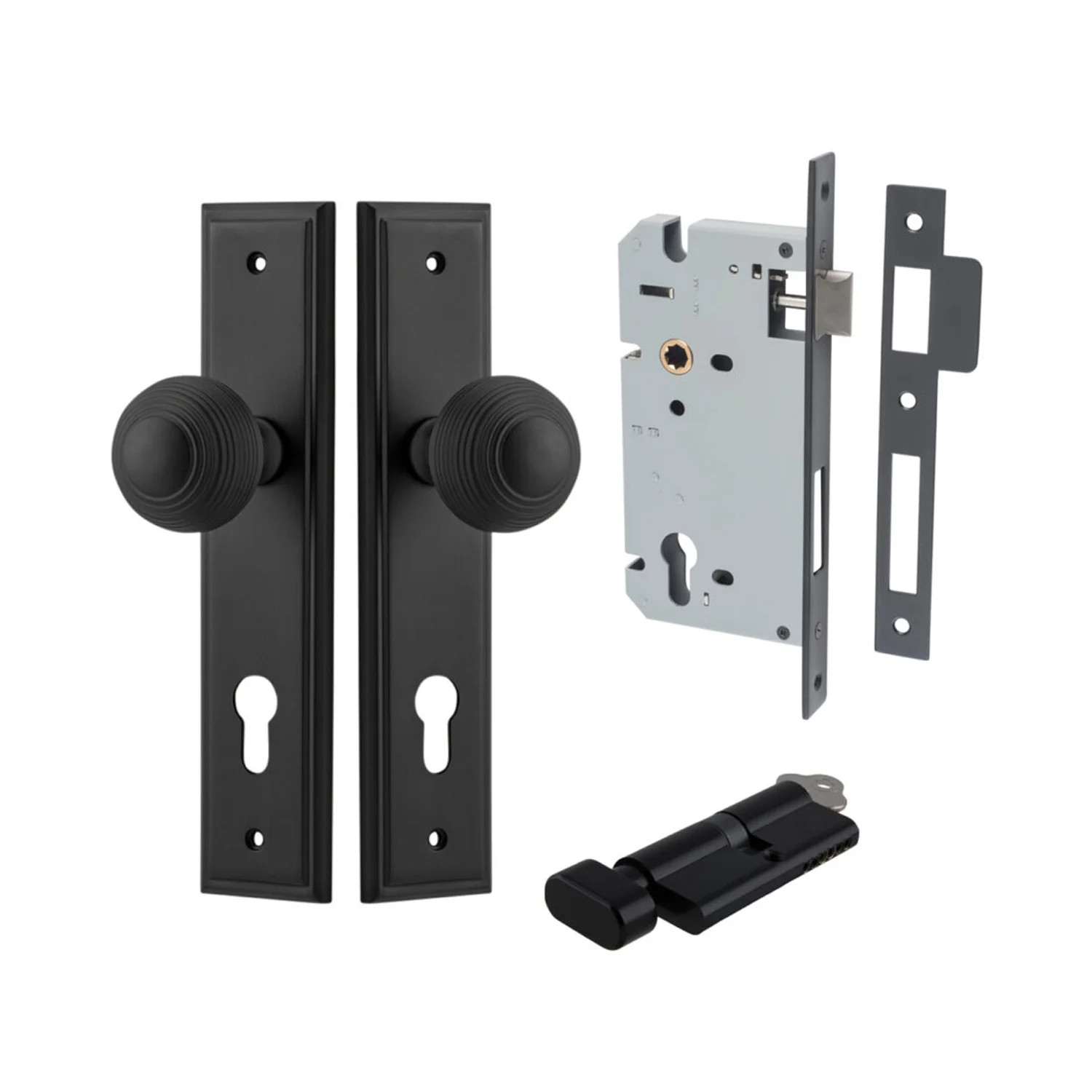 Iver Guildford Door Knob on Stepped Backplate Entrance Kit Key/Thumb - Available in Various Finishes - Image 8