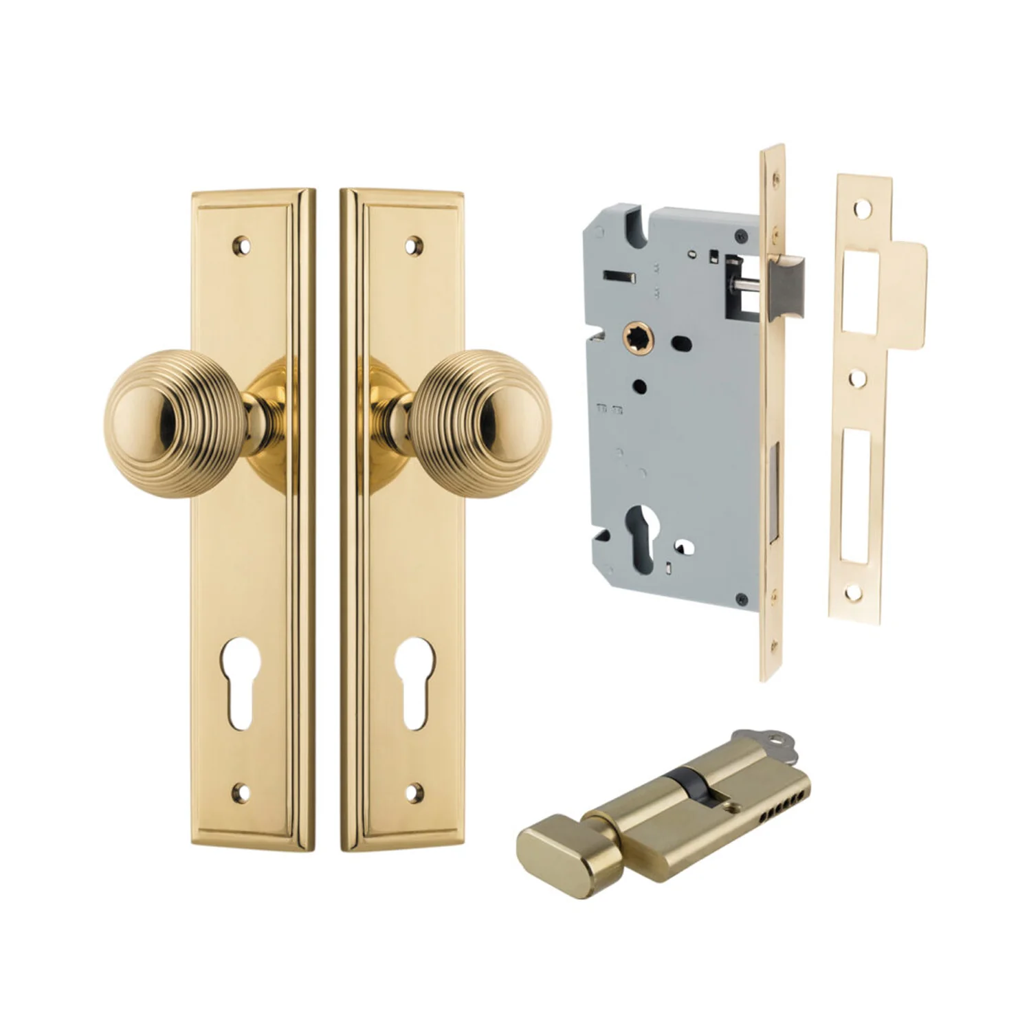 Iver Guildford Door Knob on Stepped Backplate Entrance Kit Key/Thumb - Available in Various Finishes - Image 9