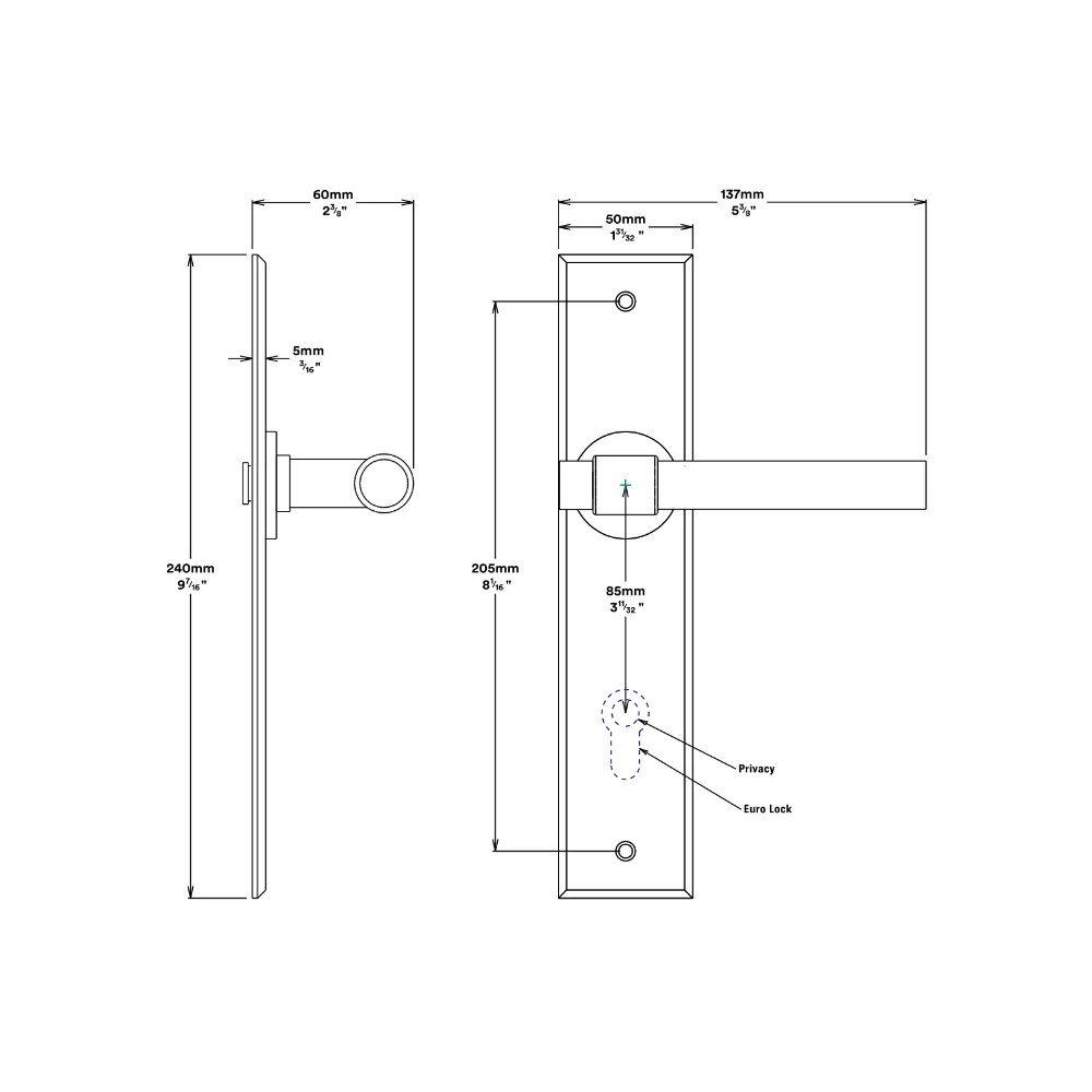 Iver Helsinki Door Lever Handle on Chamfered Backplate Brushed Brass - Image 2