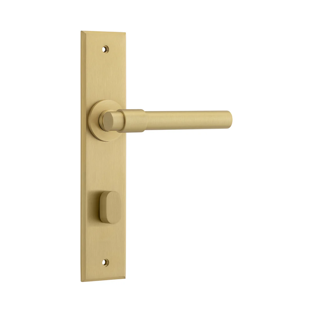Iver Helsinki Door Lever Handle on Chamfered Backplate Brushed Brass - Image 5