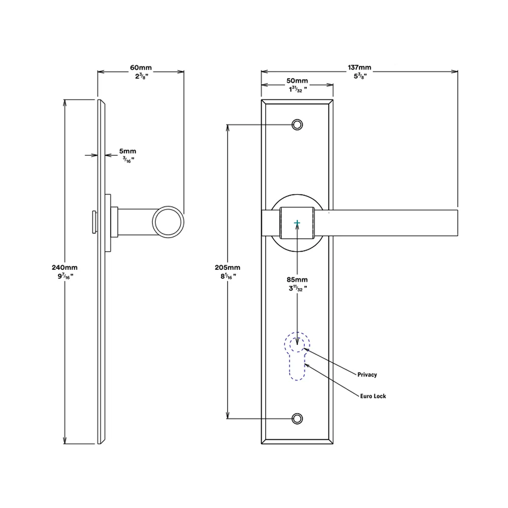 Iver Helsinki Door Lever Handle on Chamfered Backplate Brushed Chrome - Image 2