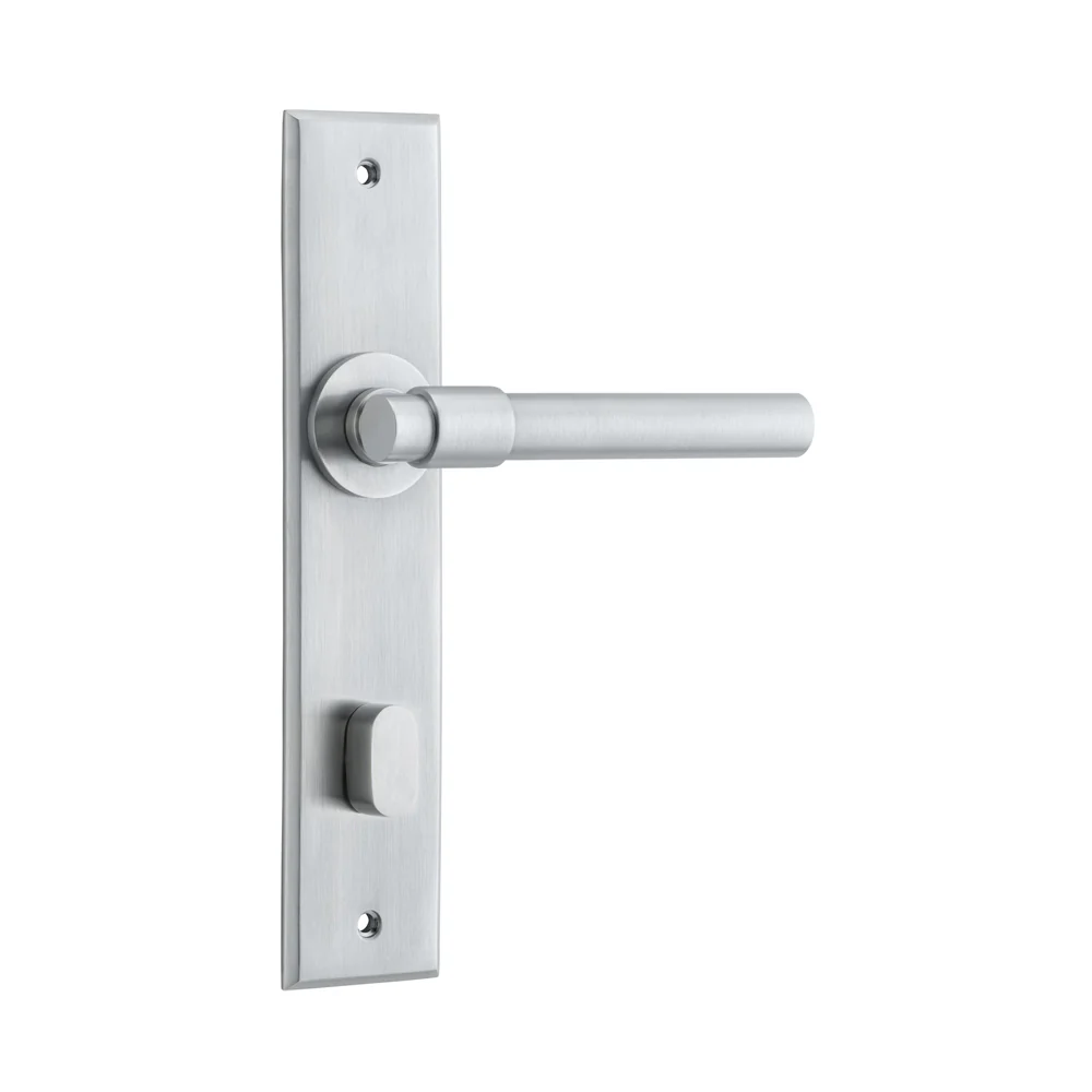 Iver Helsinki Door Lever Handle on Chamfered Backplate Brushed Chrome - Image 5