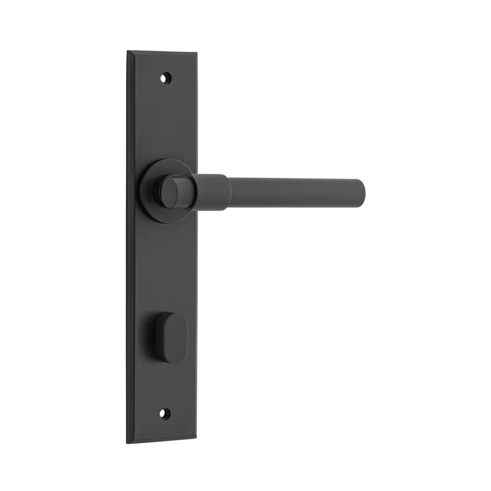 Iver Helsinki Door Lever Handle on Chamfered Backplate Matt Black - Image 5