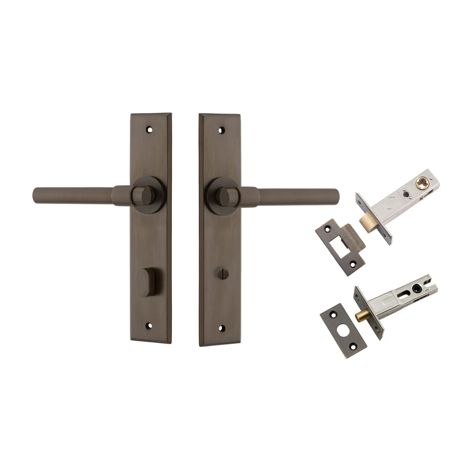 Iver Helsinki Door Lever Handle on Chamfered Backplate Privacy Kit - Available in Various Finishes - Image 6