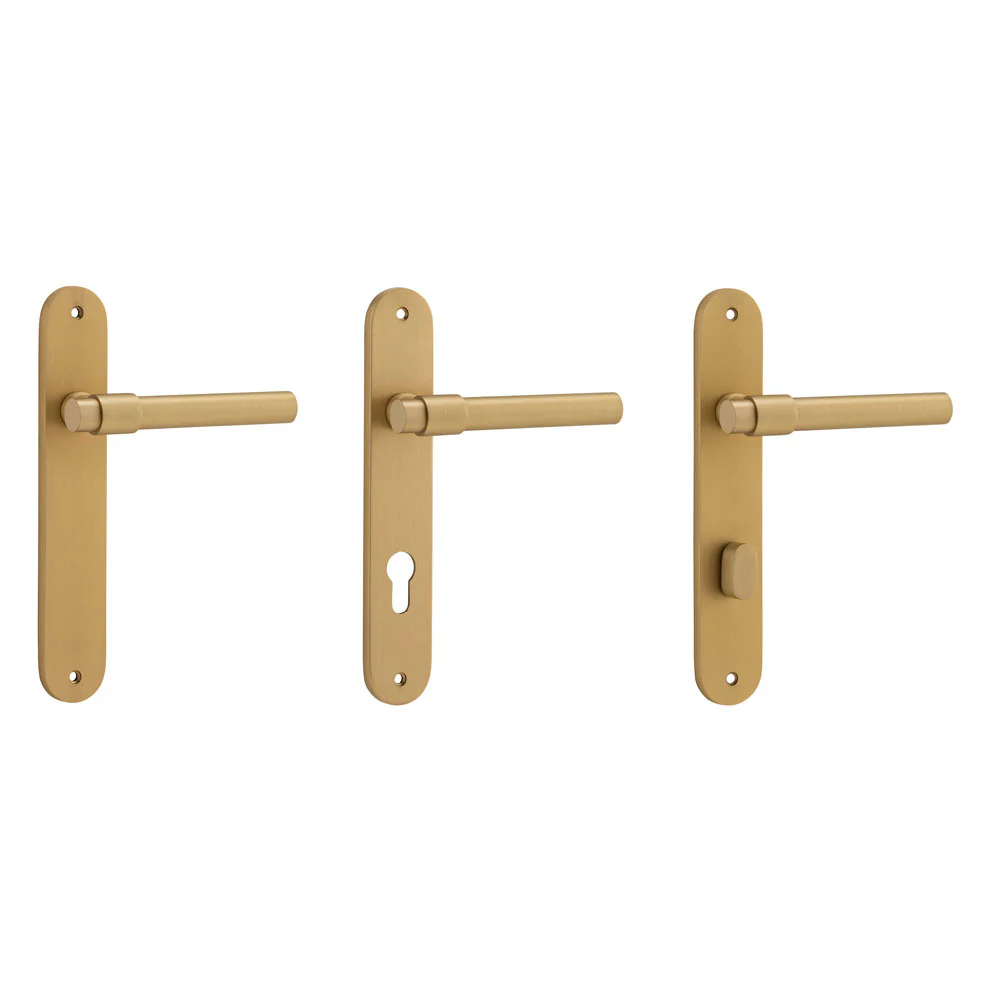 Iver Helsinki Door Lever Handle on Oval Backplate Brushed Brass