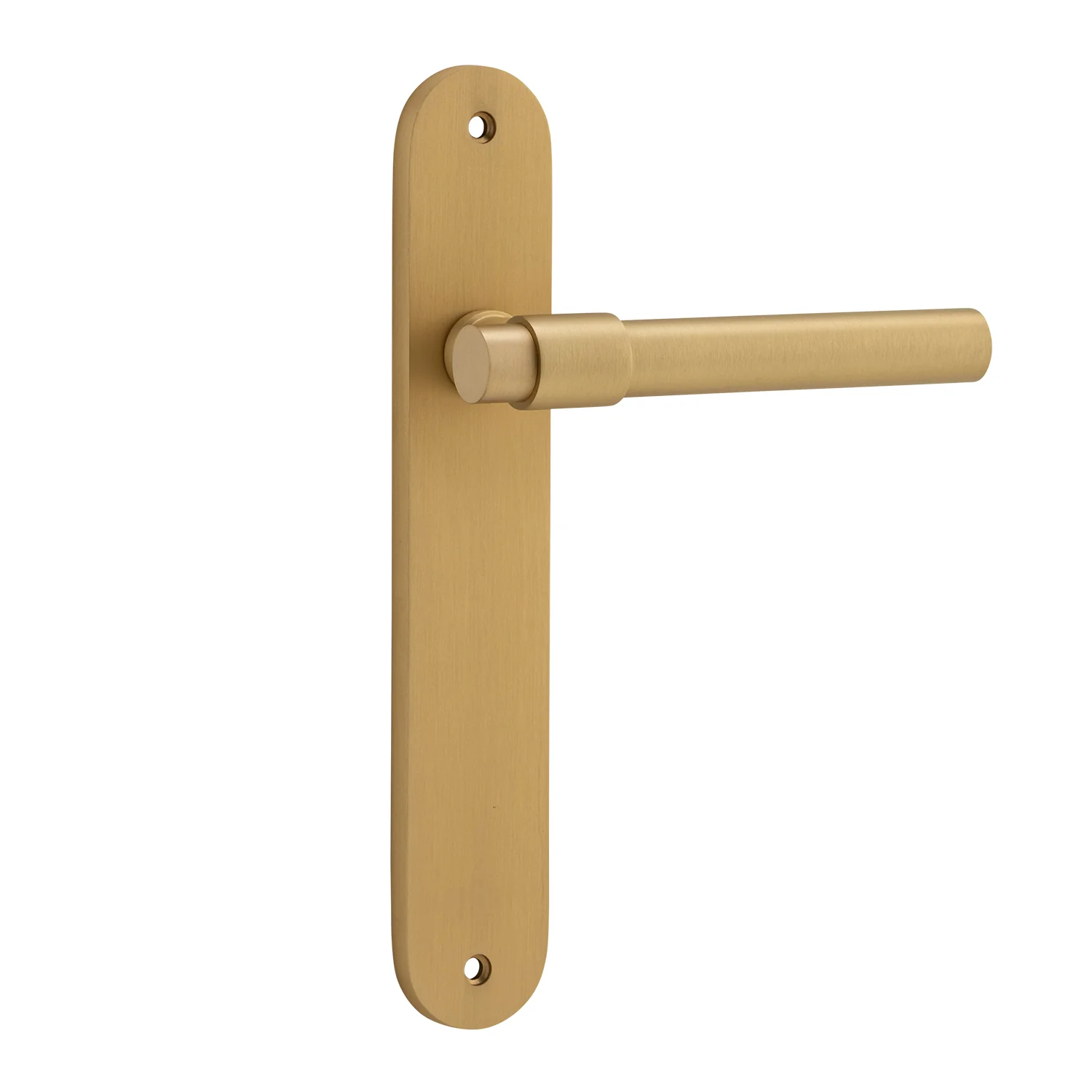 Iver Helsinki Door Lever Handle on Oval Backplate Brushed Brass - Image 2