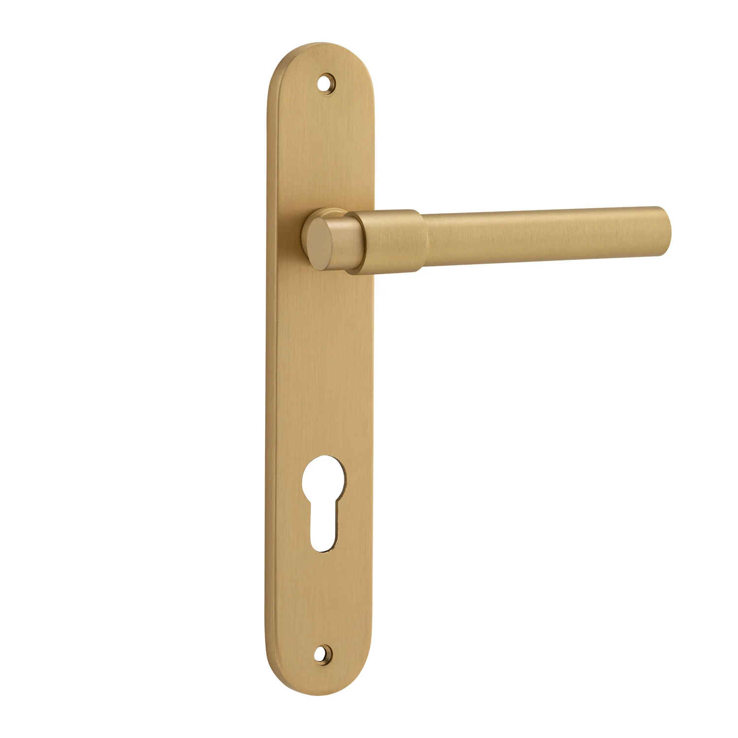 Iver Helsinki Door Lever Handle on Oval Backplate Brushed Brass - Image 3