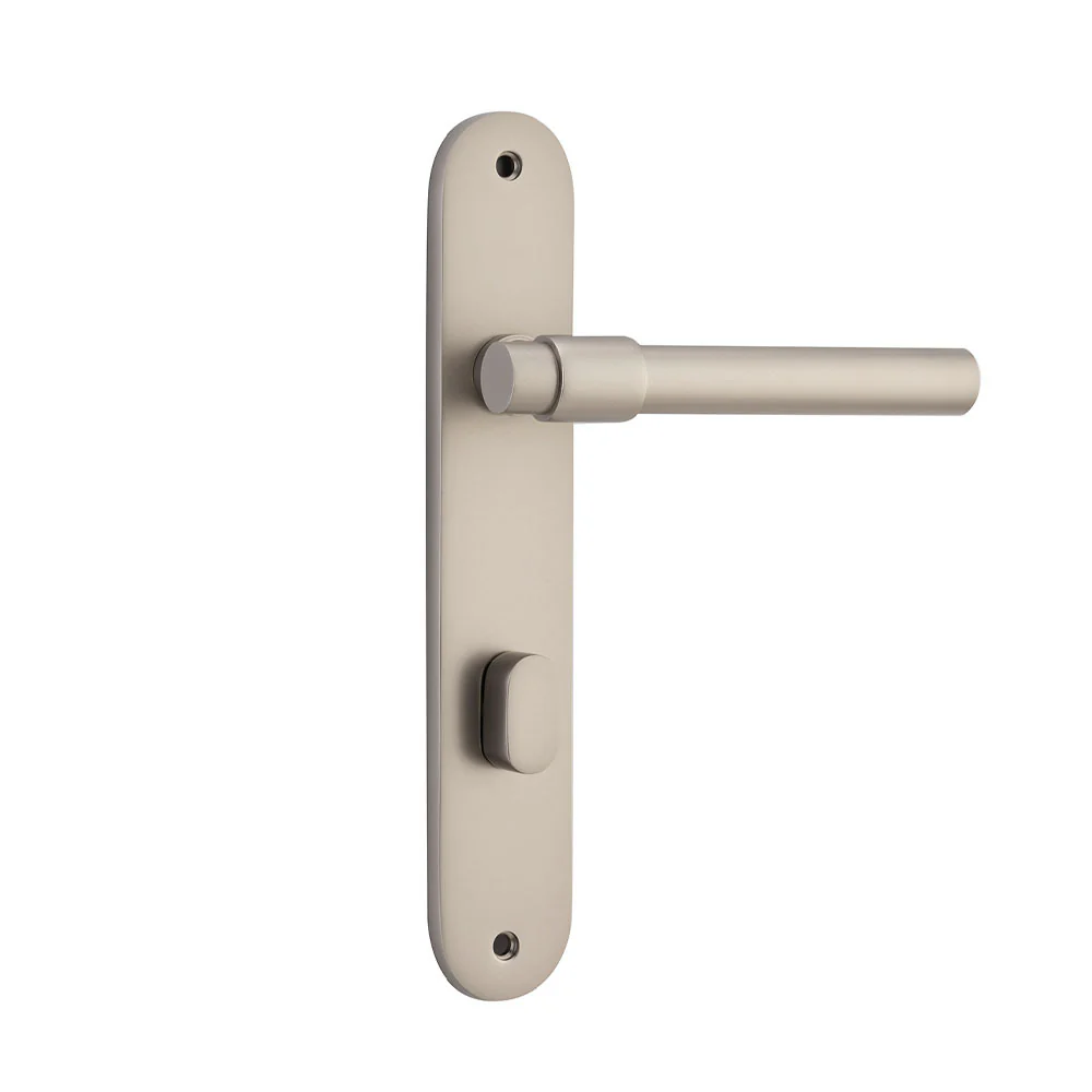 Iver Helsinki Door Lever Handle on Oval Backplate Satin Nickel - Image 6