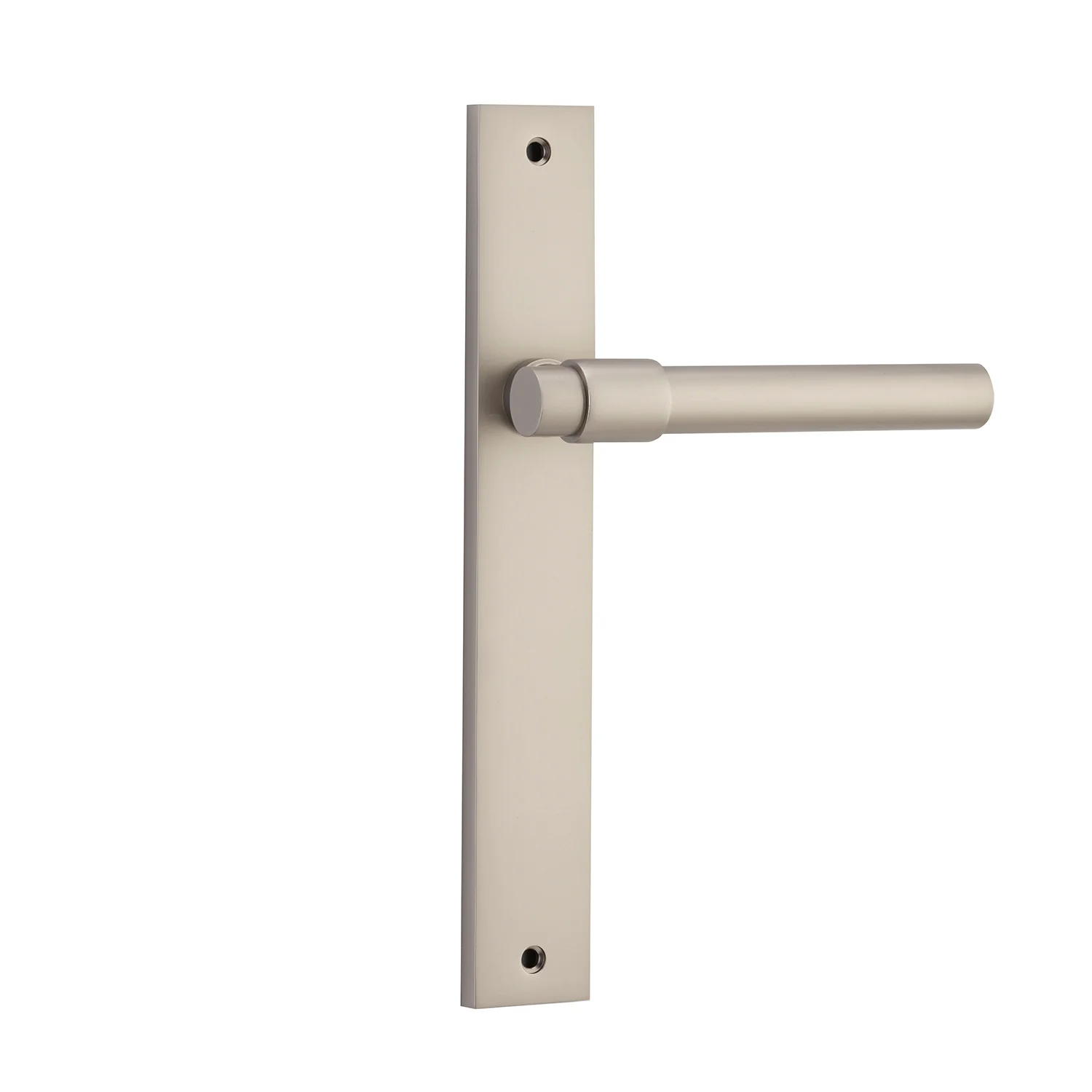 Iver Helsinki Door Lever Handle on Rectangular Backplate Satin Nickel - Image 2