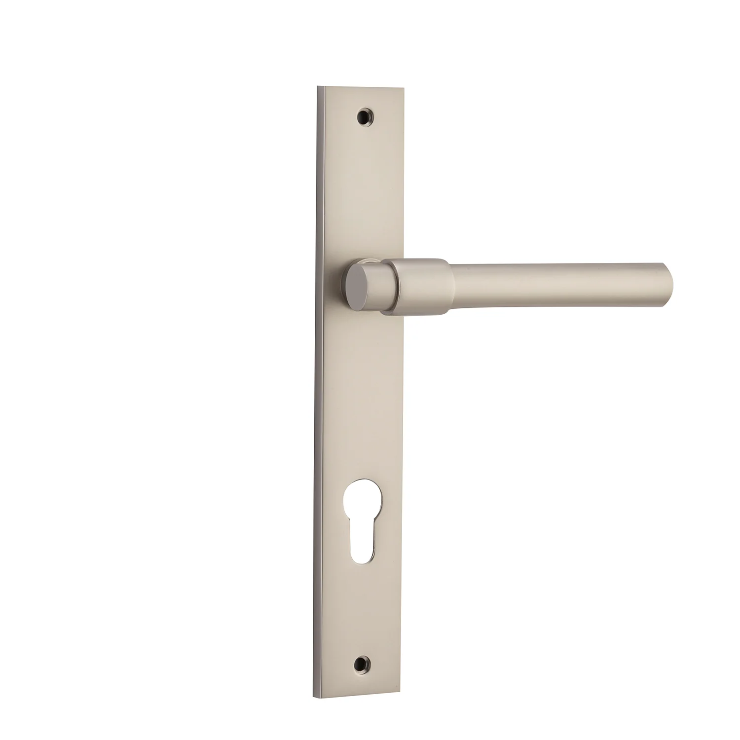 Iver Helsinki Door Lever Handle on Rectangular Backplate Satin Nickel - Image 3