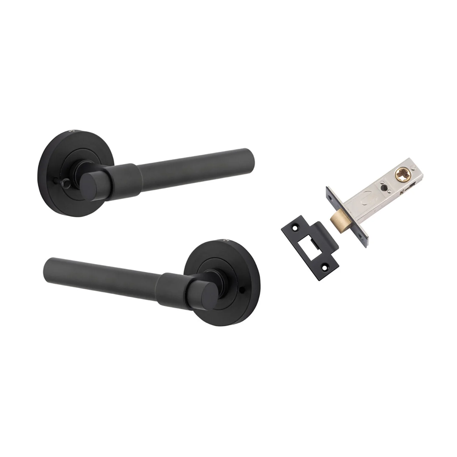 Iver Helsinki Door Lever Handle on Round Rose Inbuilt Privacy - Image 5