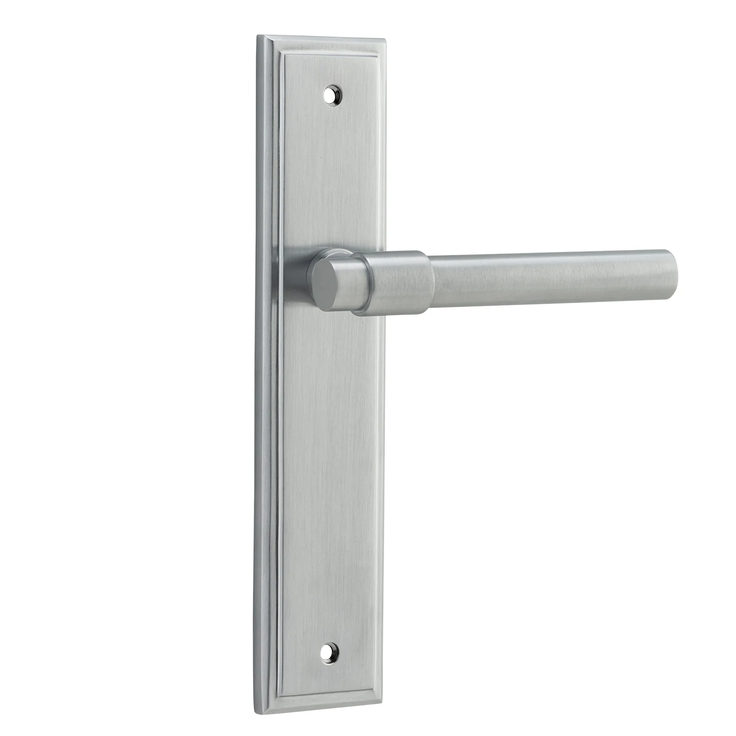 Iver Helsinki Door Lever Handle on Stepped Backplate Brushed Chrome - Image 2