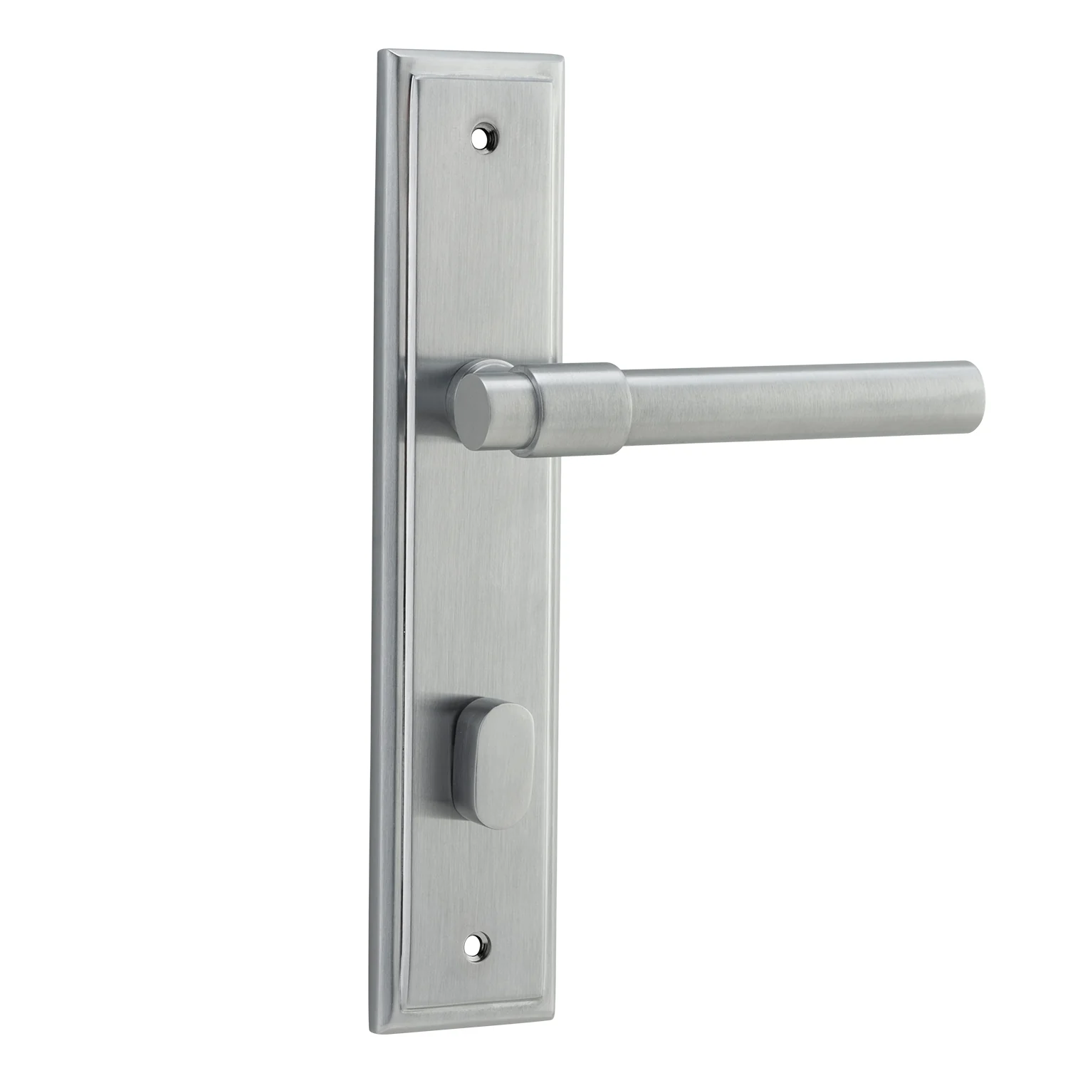 Iver Helsinki Door Lever Handle on Stepped Backplate Brushed Chrome - Image 4
