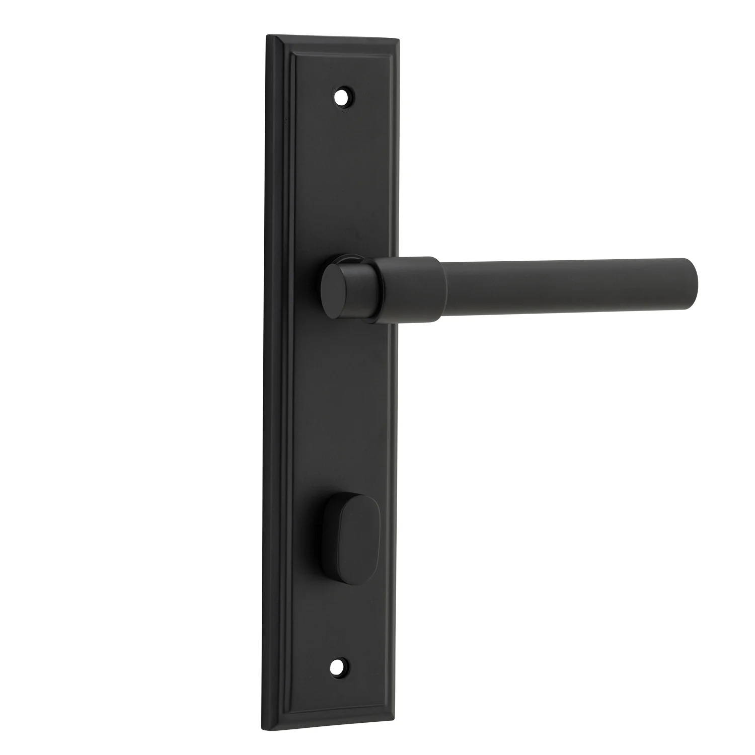 Iver Helsinki Door Lever Handle on Stepped Backplate Matt Black - Image 4