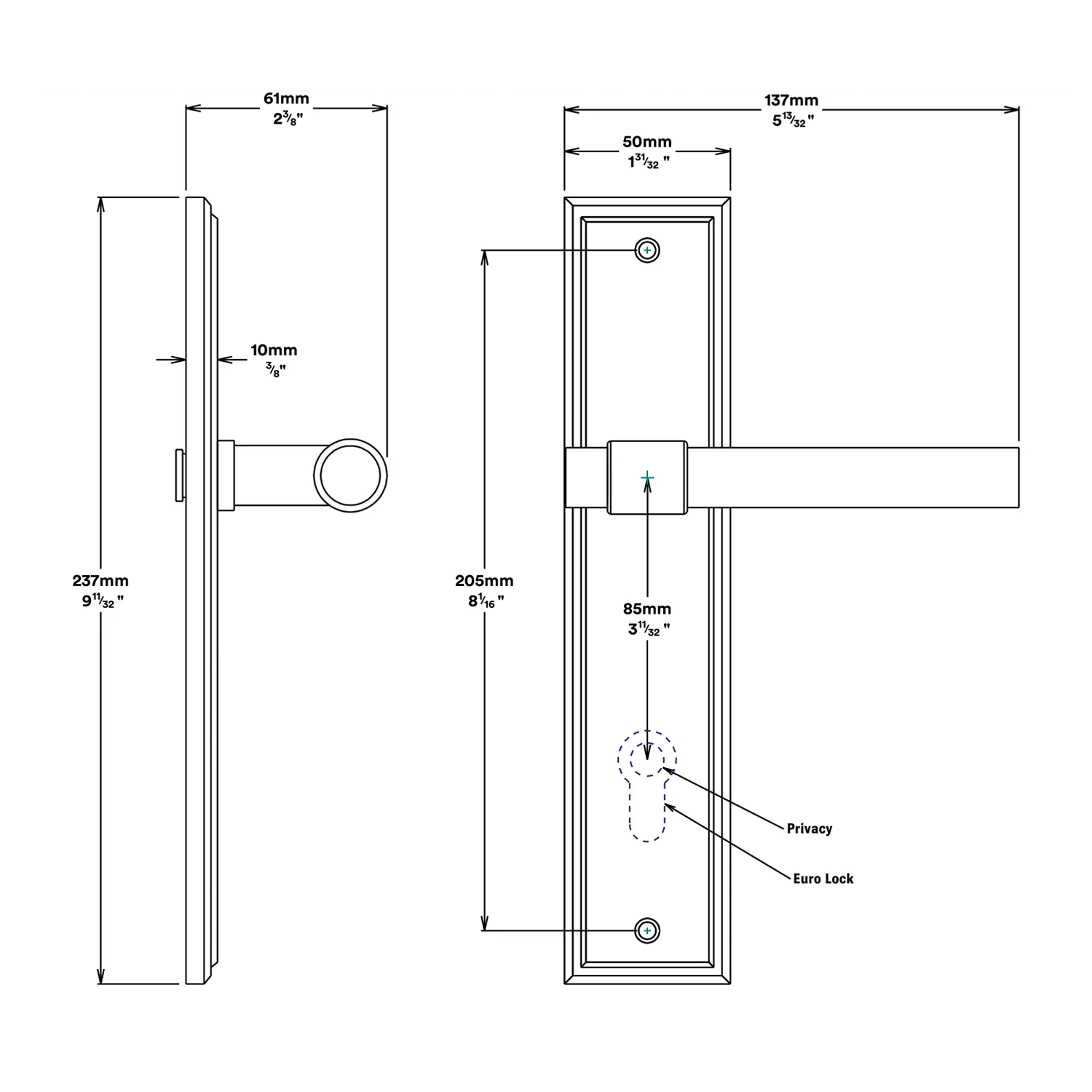 Iver Helsinki Door Lever Handle on Stepped Backplate Passage Kit - Available in Various Finishes - Image 3