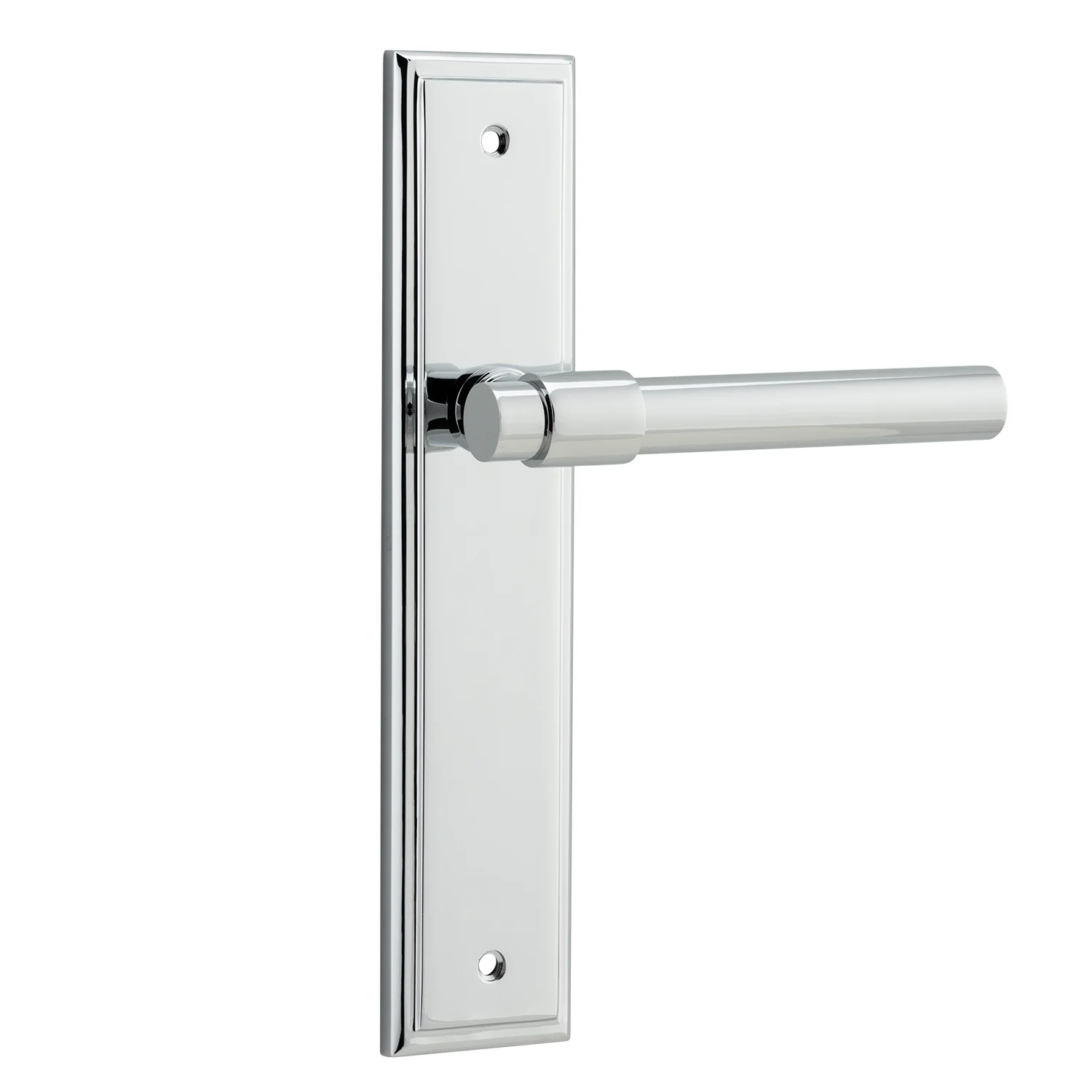 Iver Helsinki Door Lever Handle on Stepped Backplate Polished Chrome - Image 2